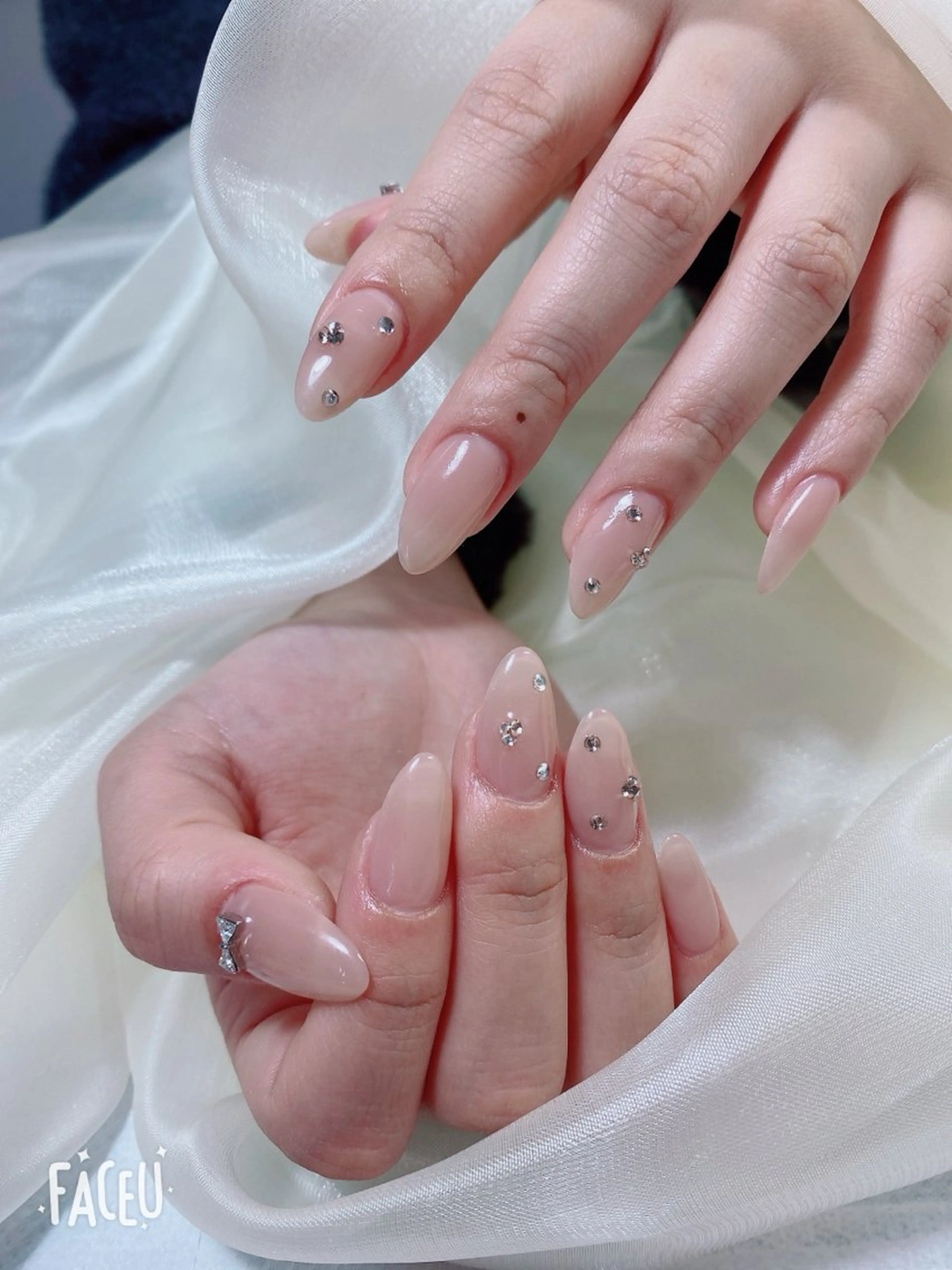 【チップ】10本チップ長さ出し➕持ち込みシンプルデザイン＋スト-ン付け放題の写真