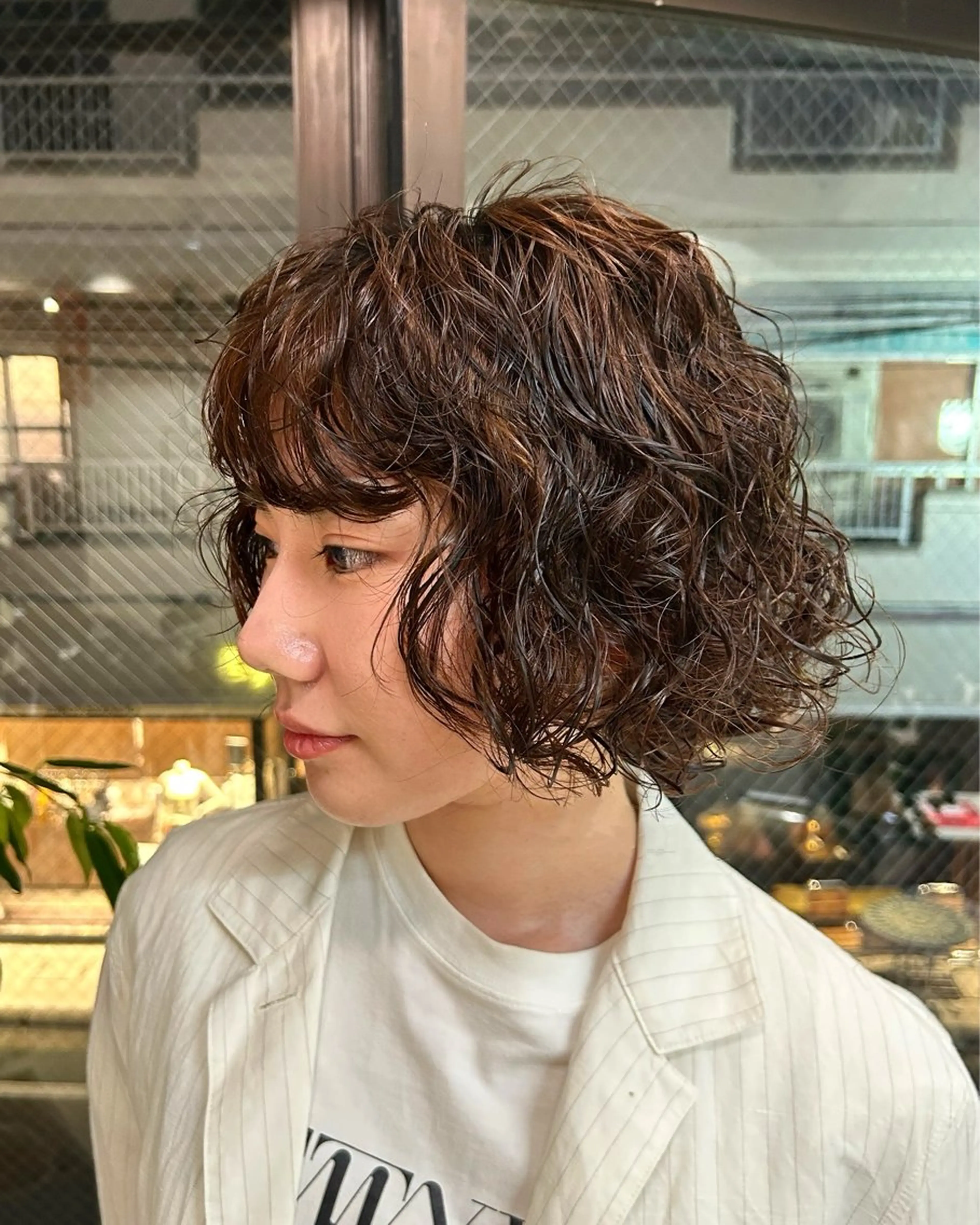 ミディアム パーマ カット パーマ 似合わせパーマ 竹之内竜矢のヘアスタイル