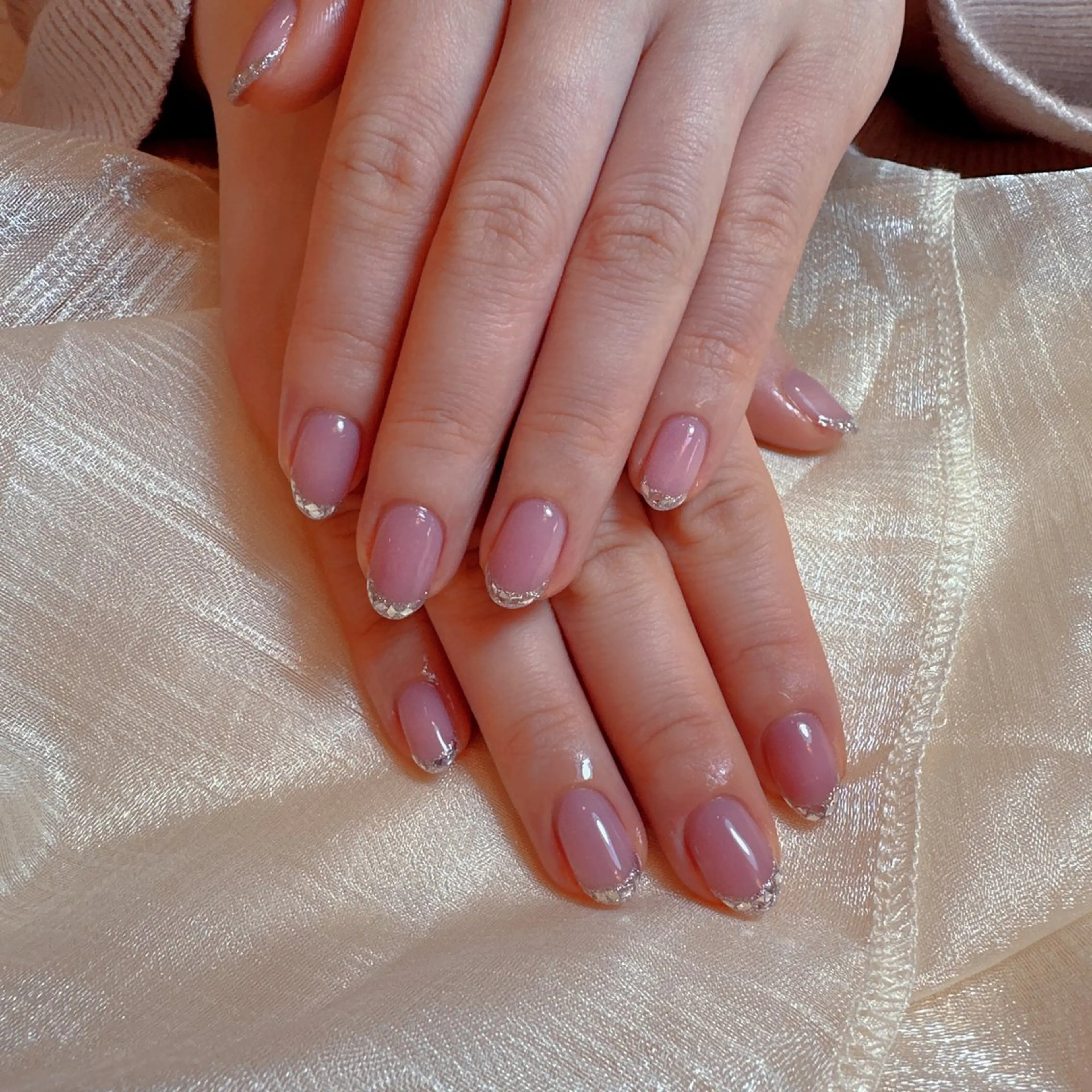 ネイル フレンチネイル ガラスフレンチ 韓国ネイル 春ネイル ワンホンネイル 恵比寿 The Nailのネイルデザイン