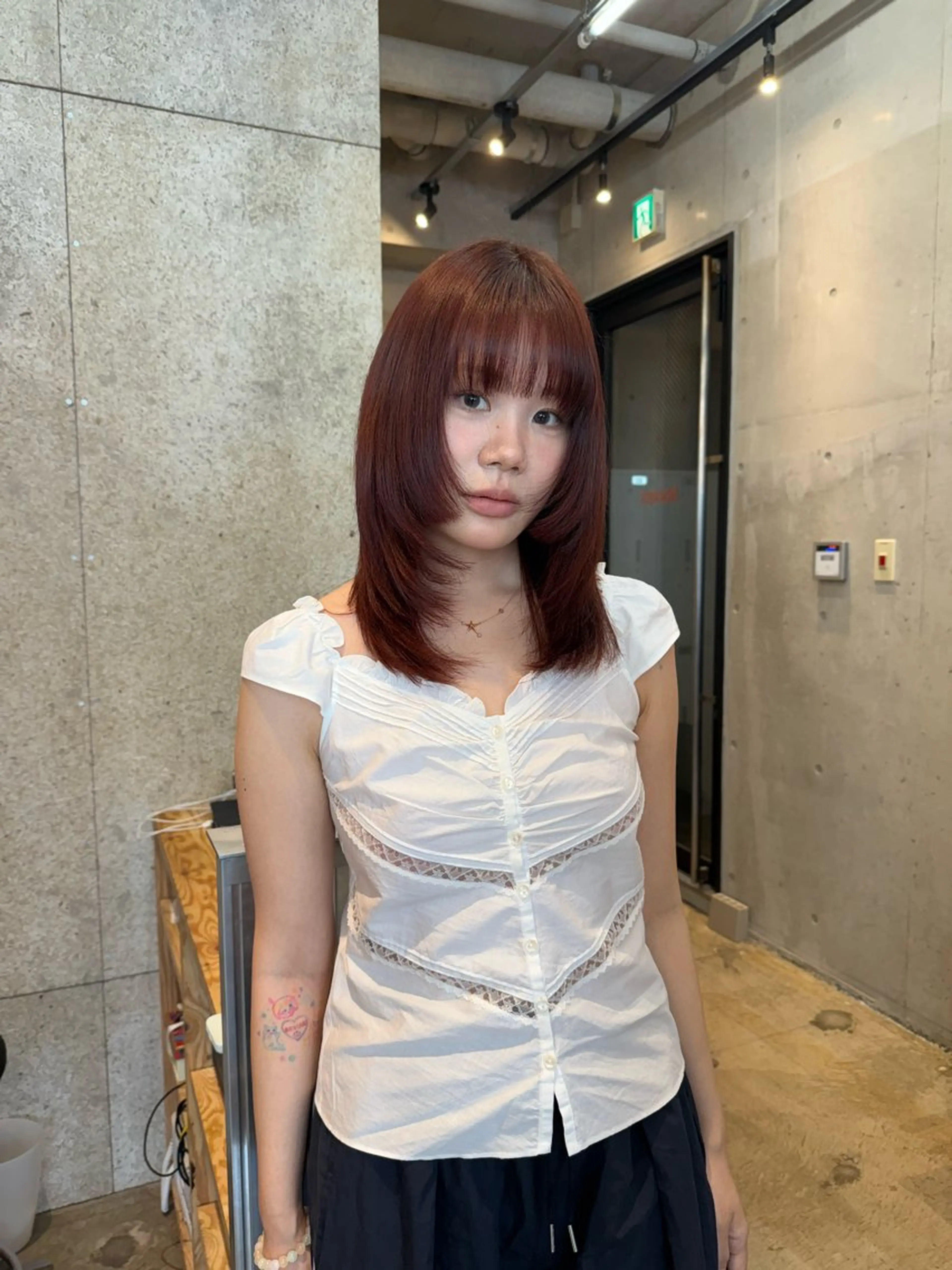 セミロング カラー ヘアアレンジ ブラウンカラー レッドカラー レッドブラウン 姫カット レイヤーカット カット ヘアカラー REONA🪽✨薬院 レイヤーカット🫧のヘアスタイル