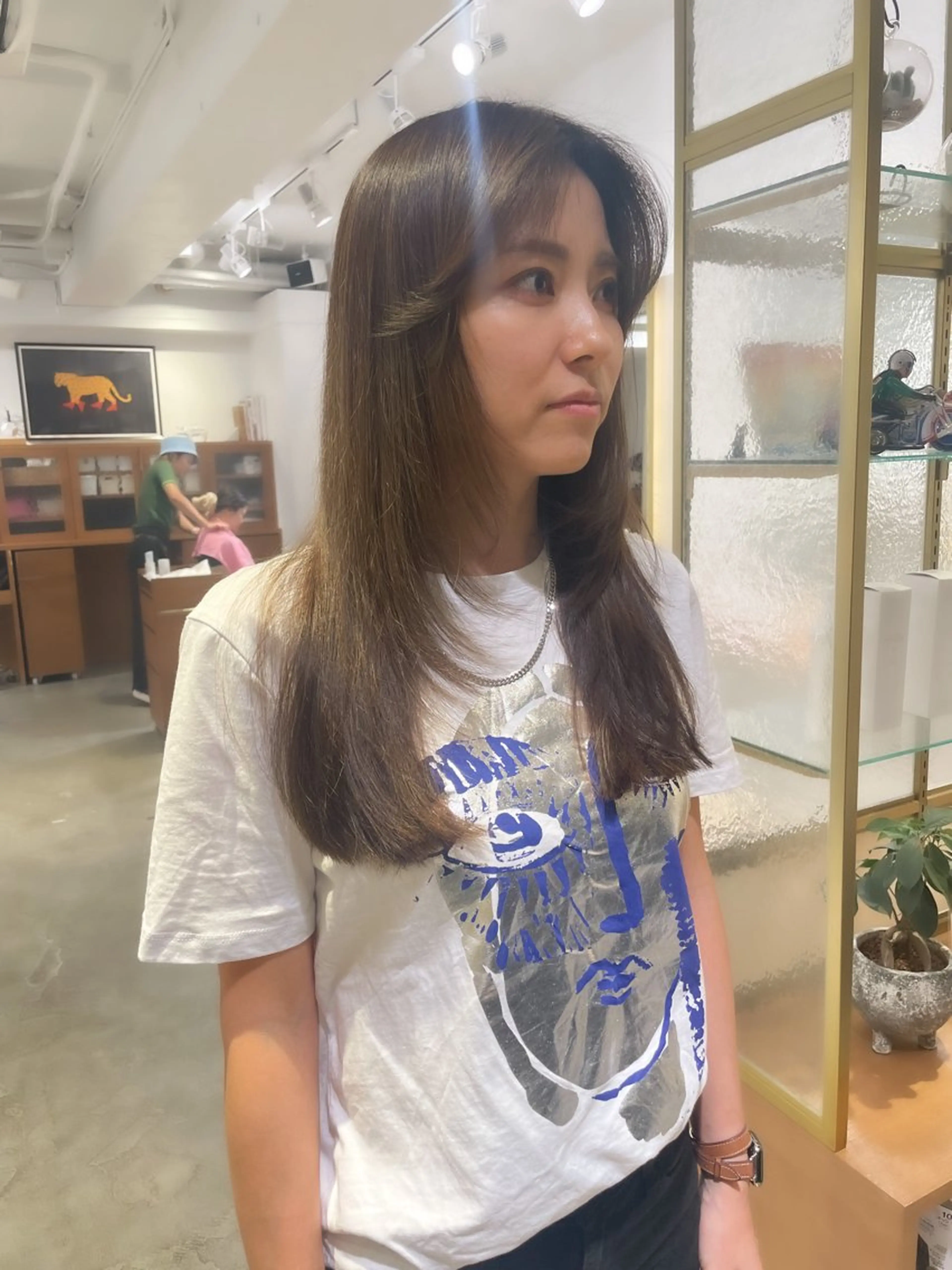 セミロング カラー ベージュカラー レイヤーカット ナガミネアリサ/ 学芸大学/海外ヘアのヘアスタイル