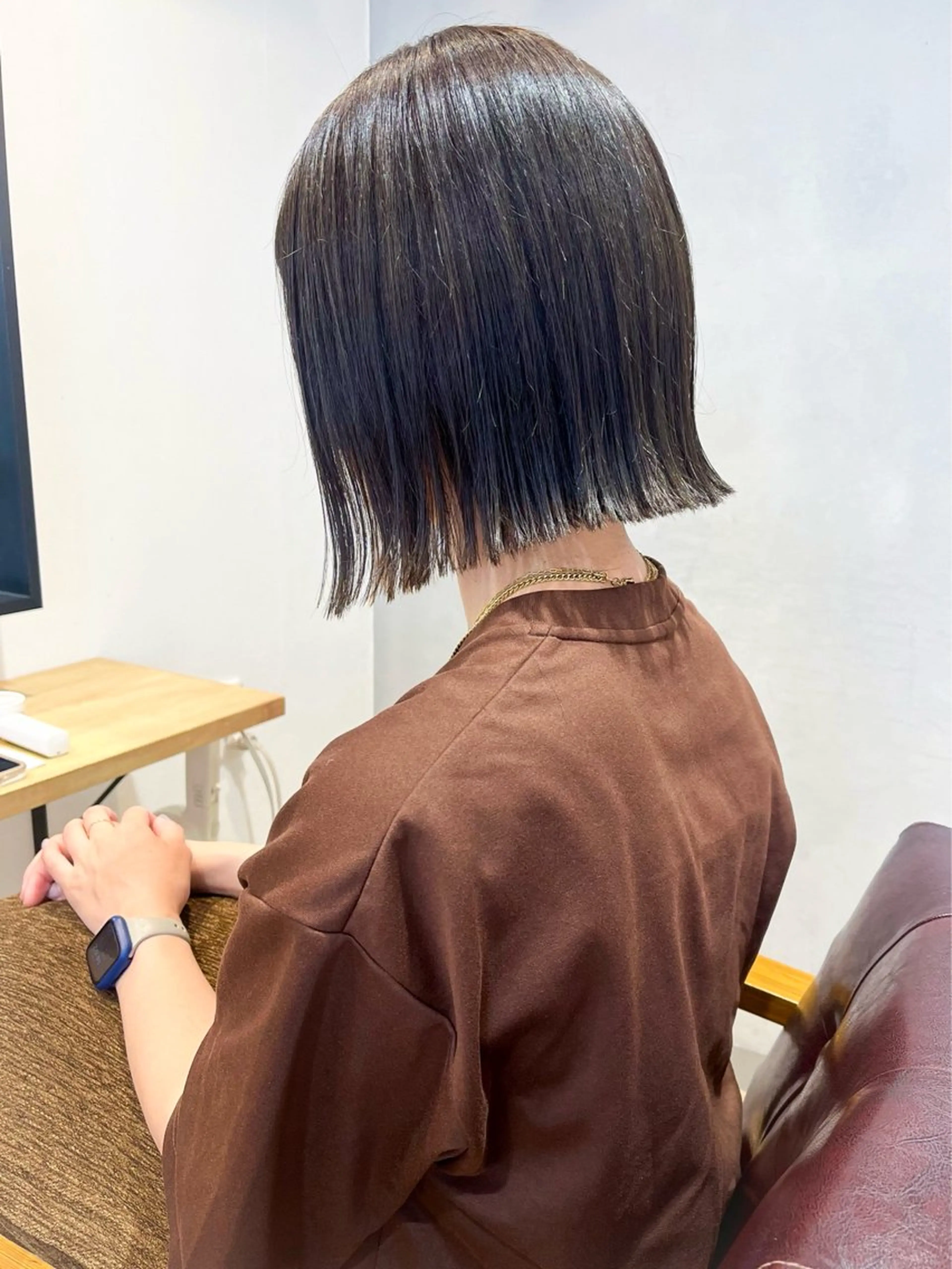 ミディアム カラー カット トリートメント 地毛風ストレート ミニボブ🌷江梨🍎のヘアスタイル