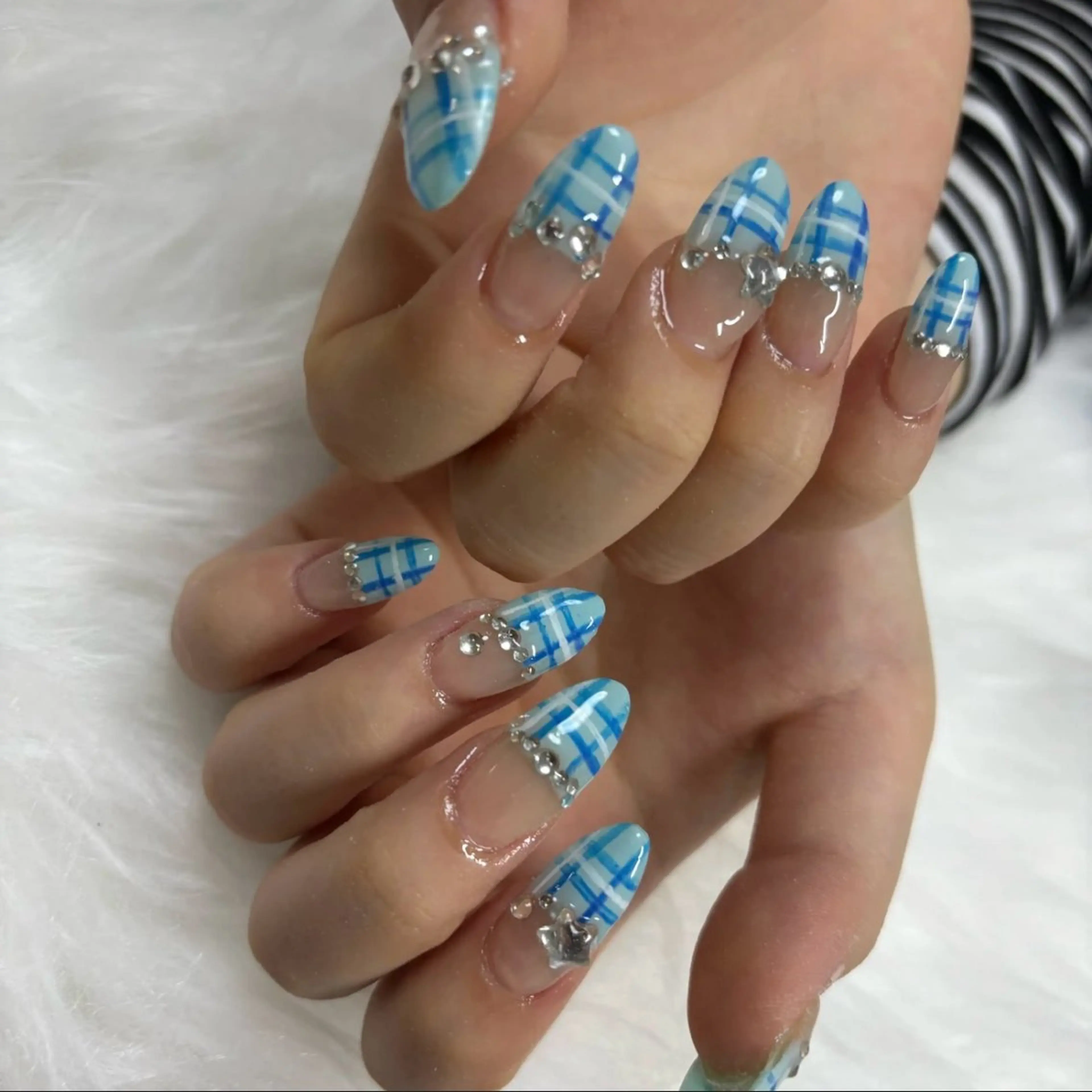 ネイル ブルー 長さ出し フットネイル ハート キラキラネイル vante_aimi .パラジェル取扱店のネイルデザイン