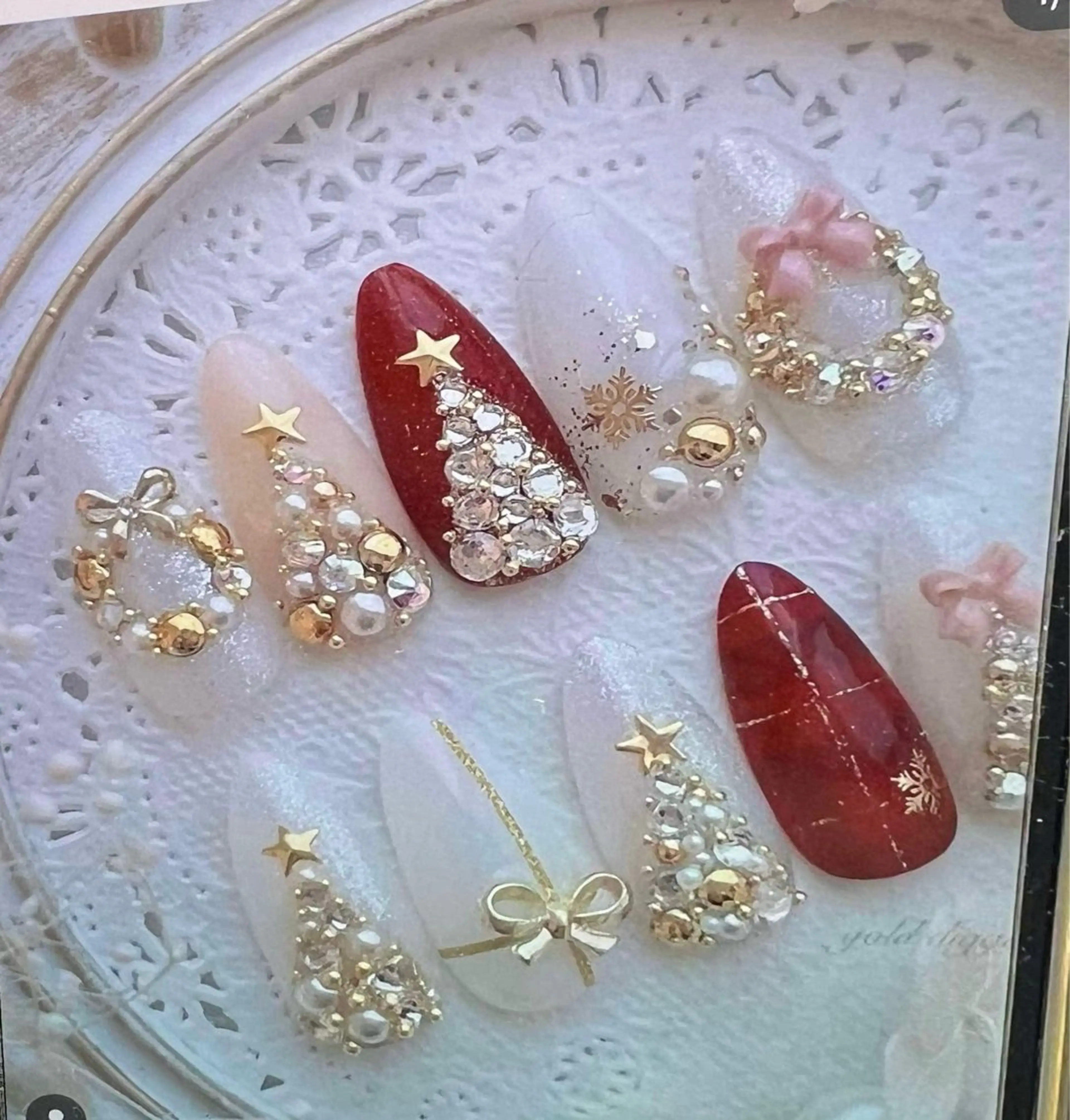 ネイル 長さ出し グラデーション キラキラネイル マグネットネイル ミラーネイル Lee Nails チップ長さだし専門店のネイルデザイン