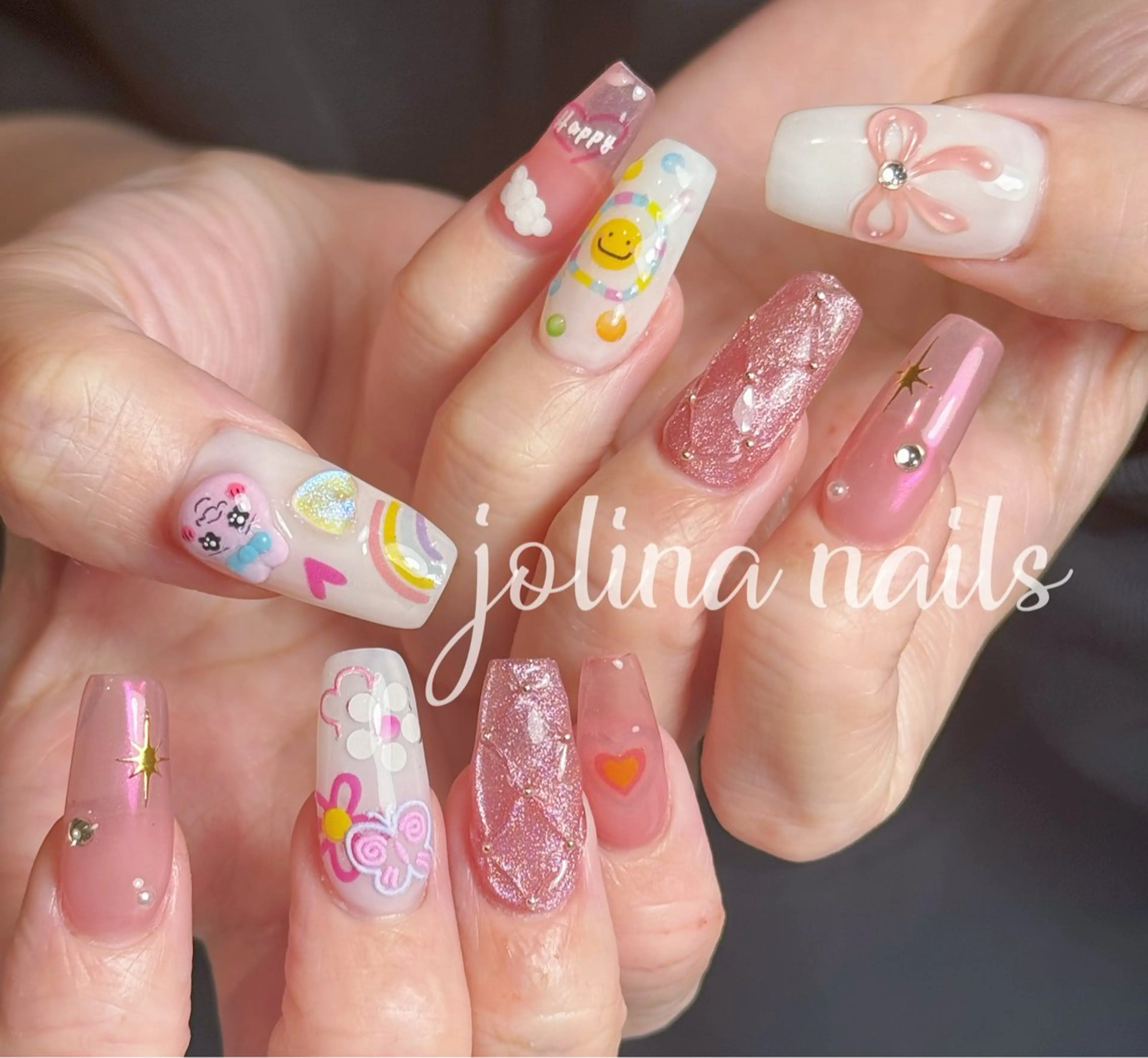 ネイル 長さ出し 持ち込み スカルプネイル ハンドネイル jolina nails鶴見店のネイルデザイン
