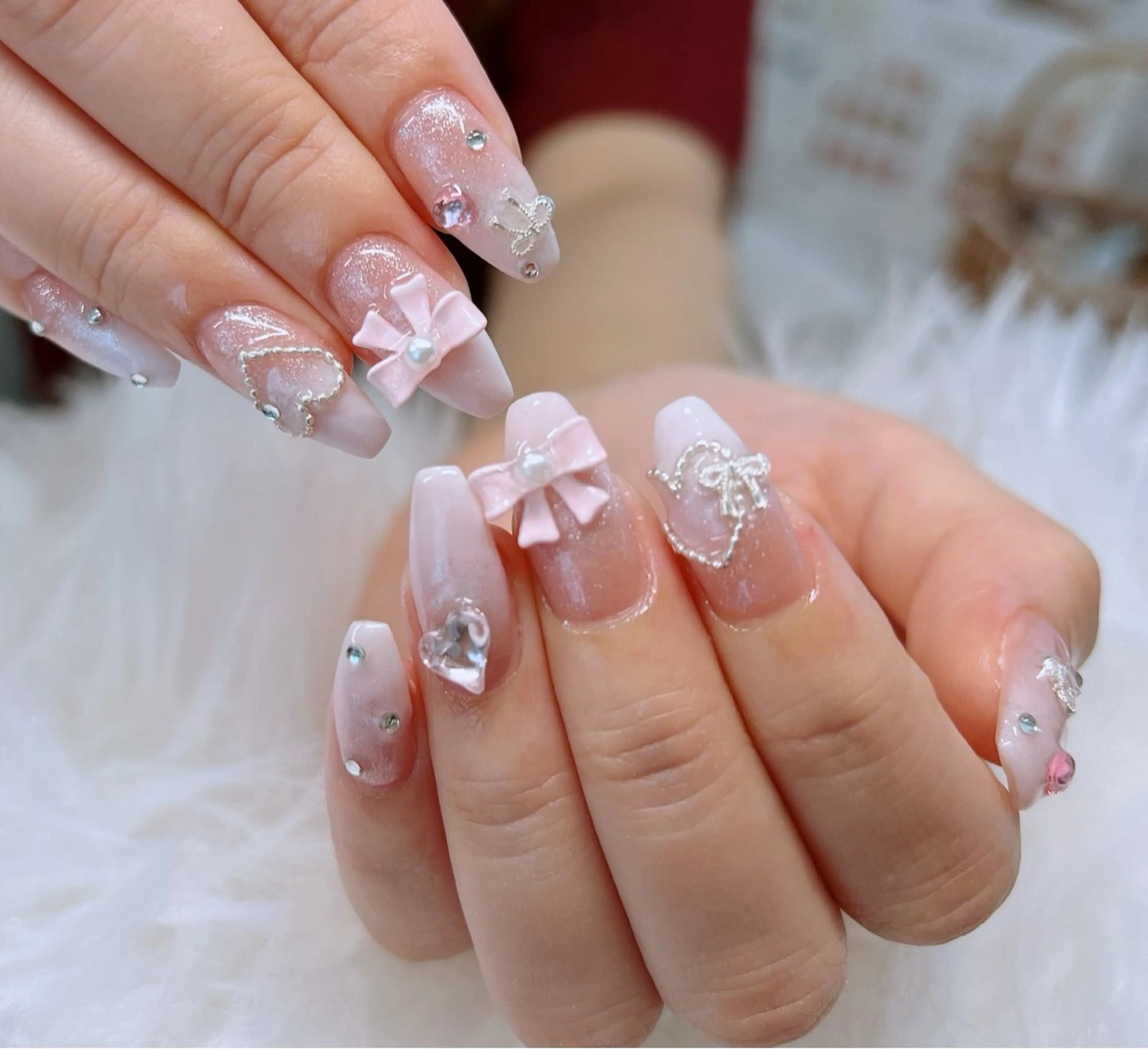 ネイル フレンチネイル 韓国ネイル ロングネイル マグネットネイル ネイルチップ ハンドネイル Lee _nailのネイルデザイン