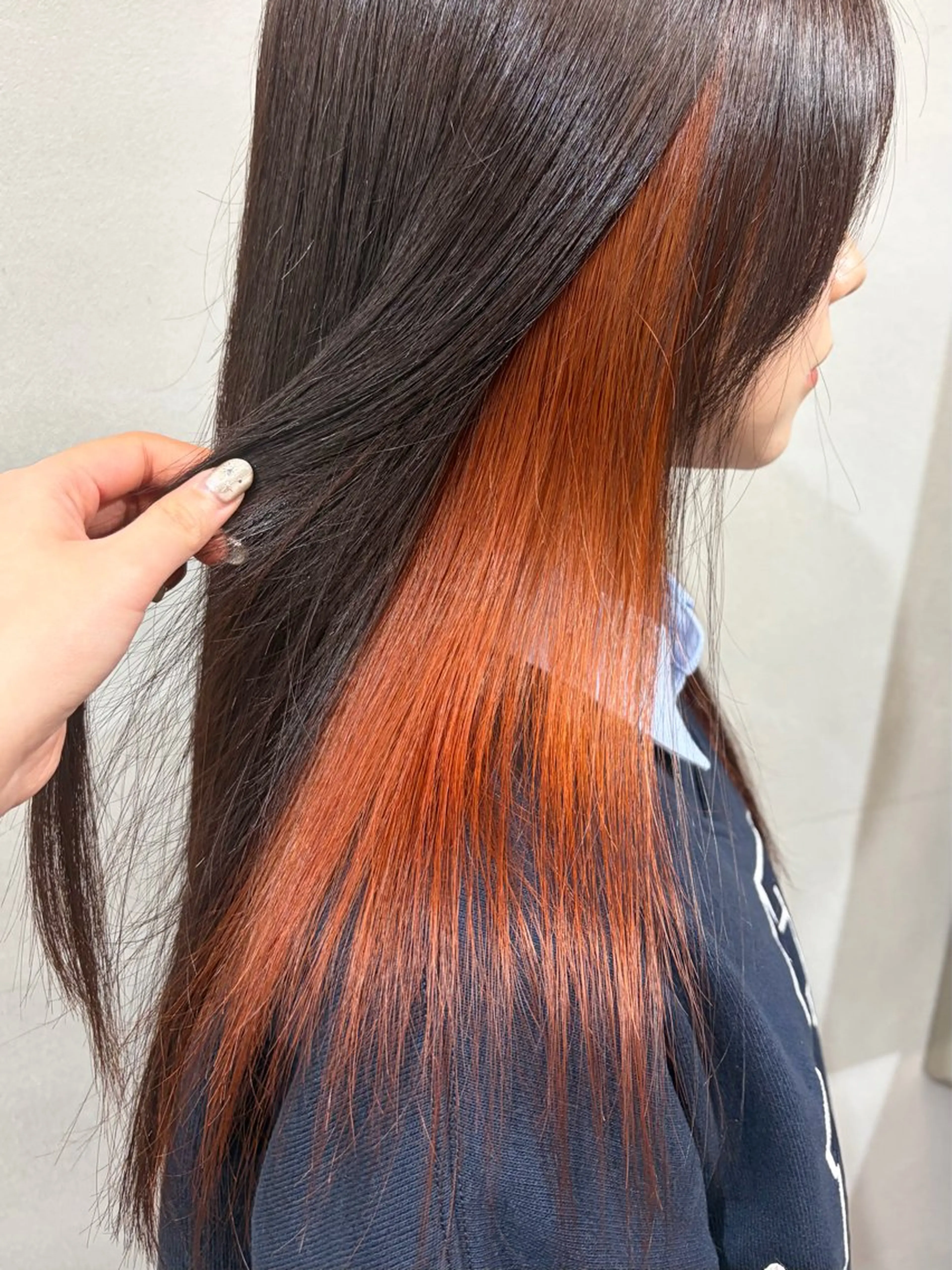 ロング カラー ブリーチ ブラウンカラー オレンジ カット ヘアカラー トリートメント 柏 デザインカラー/ レイヤー🐣シオリのヘアスタイル