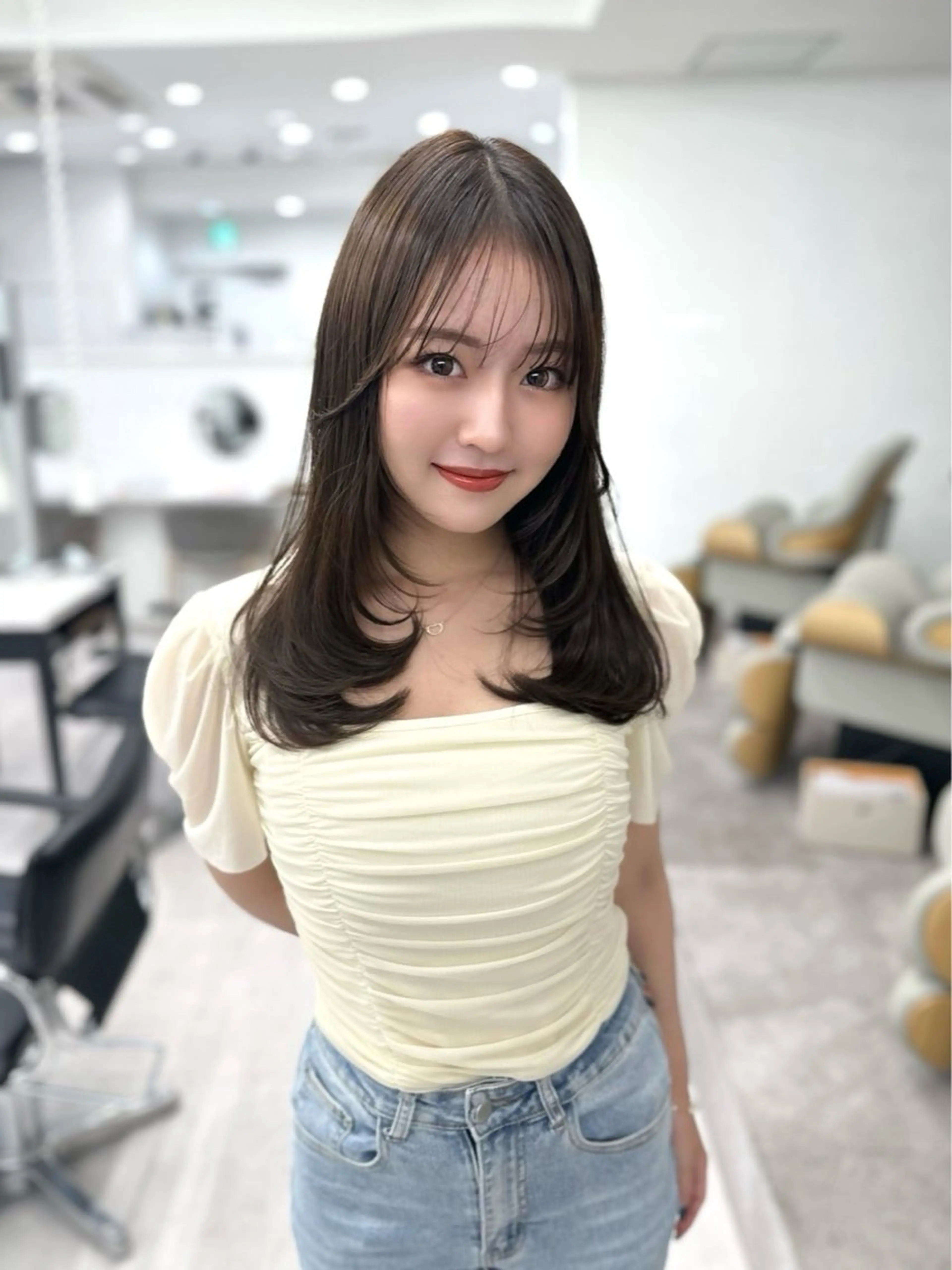 セミロング カット ヘアカラー トリートメント ヘッドスパ ヘアセット 前髪顔まわりカット 🌈中村海聖のヘアスタイル