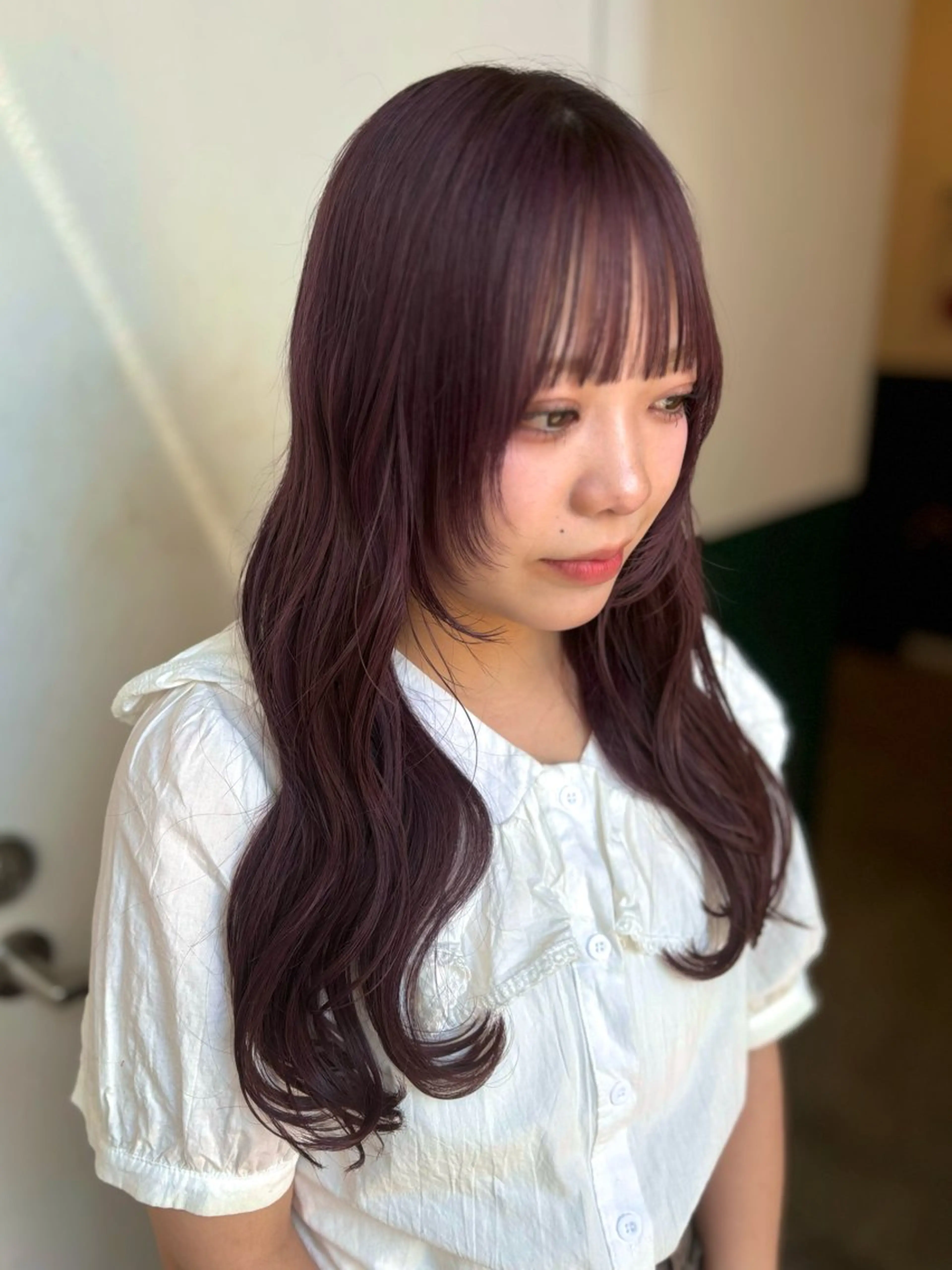 ロング ピンクラベンダー レイヤーカット ヘアカラー トリートメント ☁️RIKA☁️ @ri2_____bのヘアスタイル