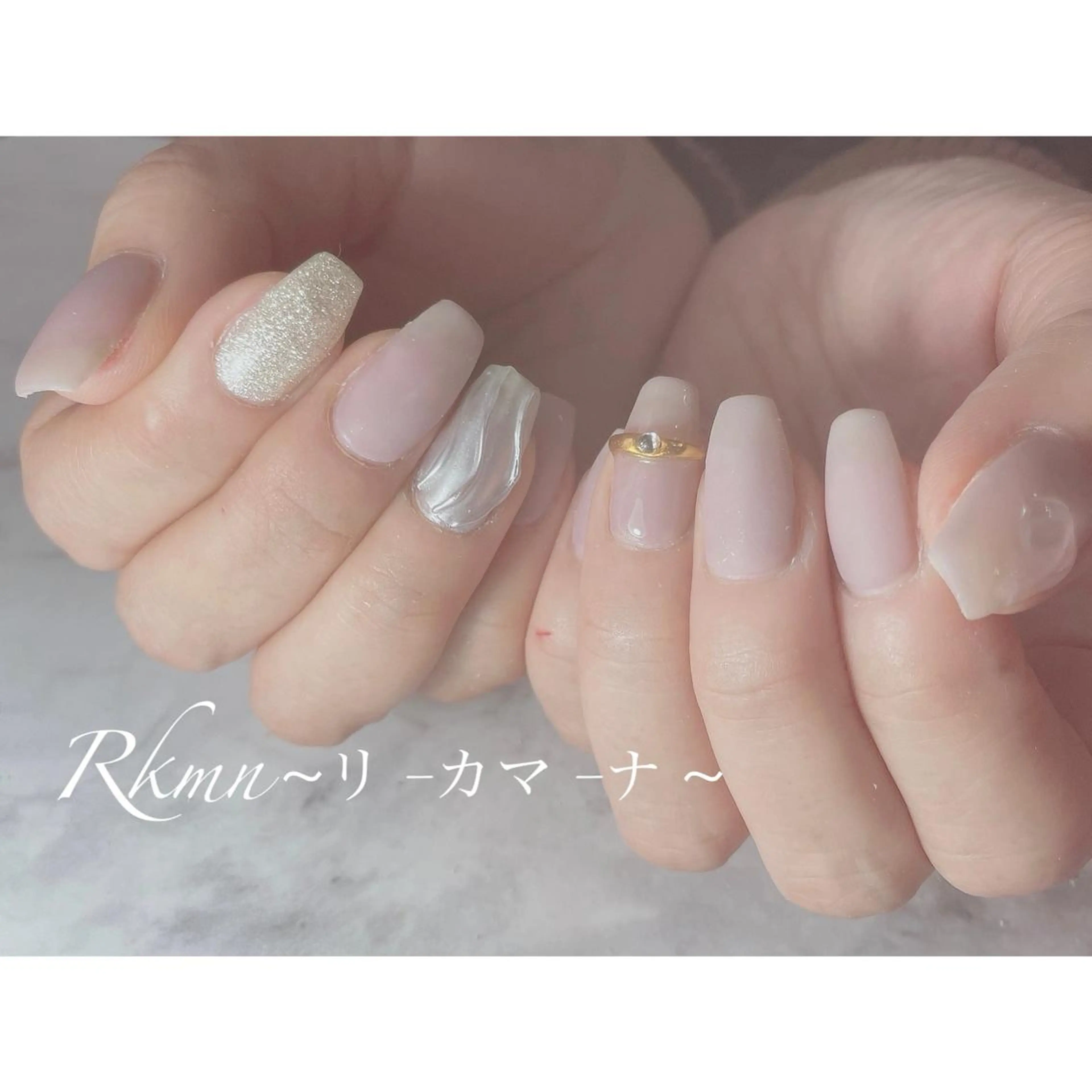 ネイル アートネイル ラメ(グリッター) マットネイル ミラーネイル 春ネイル ハンドネイル フットネイル ハンドケア Rkmn ~リ-カマ-ナ~のネイルデザイン