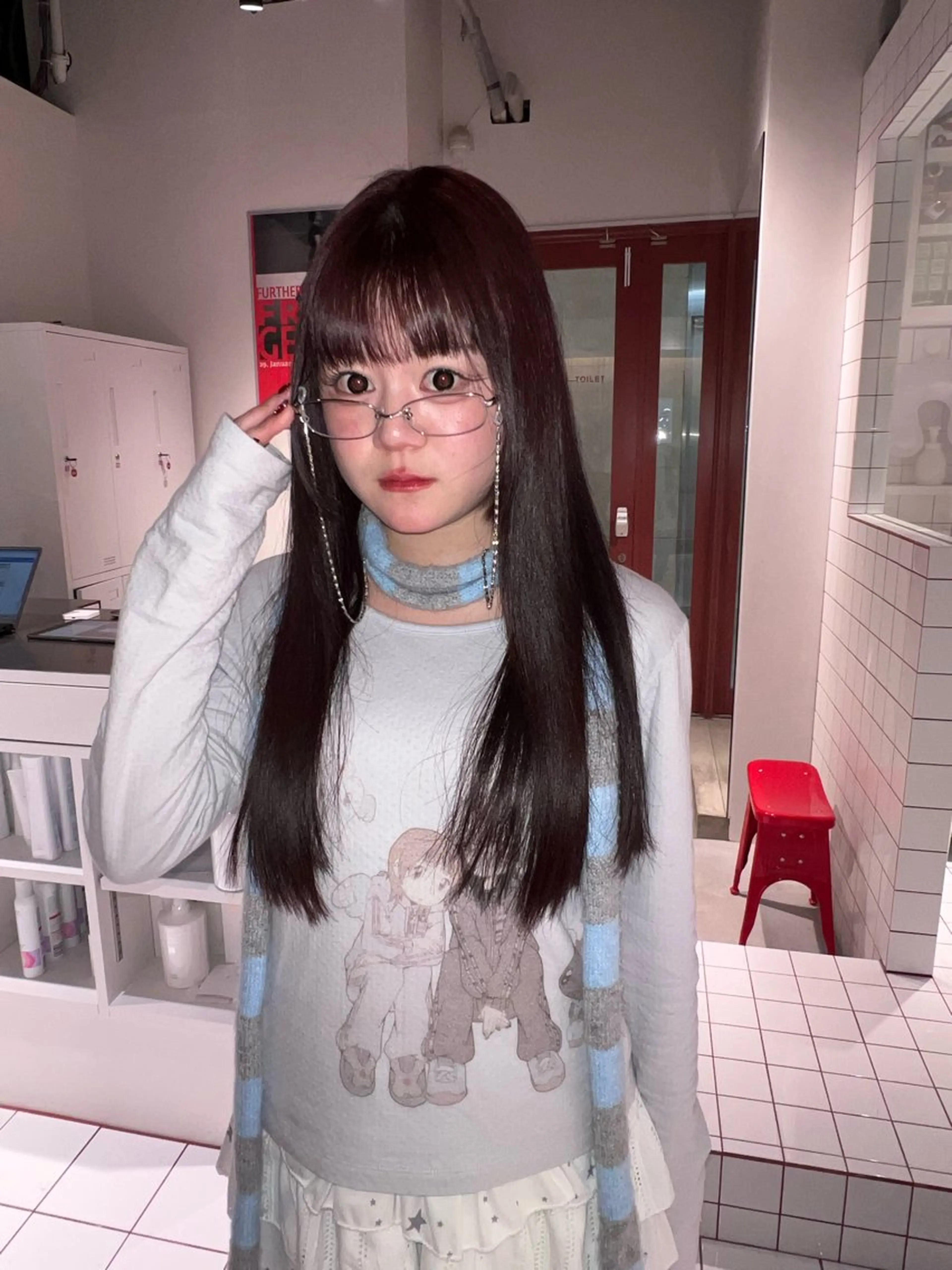 ロング ヘアカラー トリートメント 富田 紗世のヘアスタイル