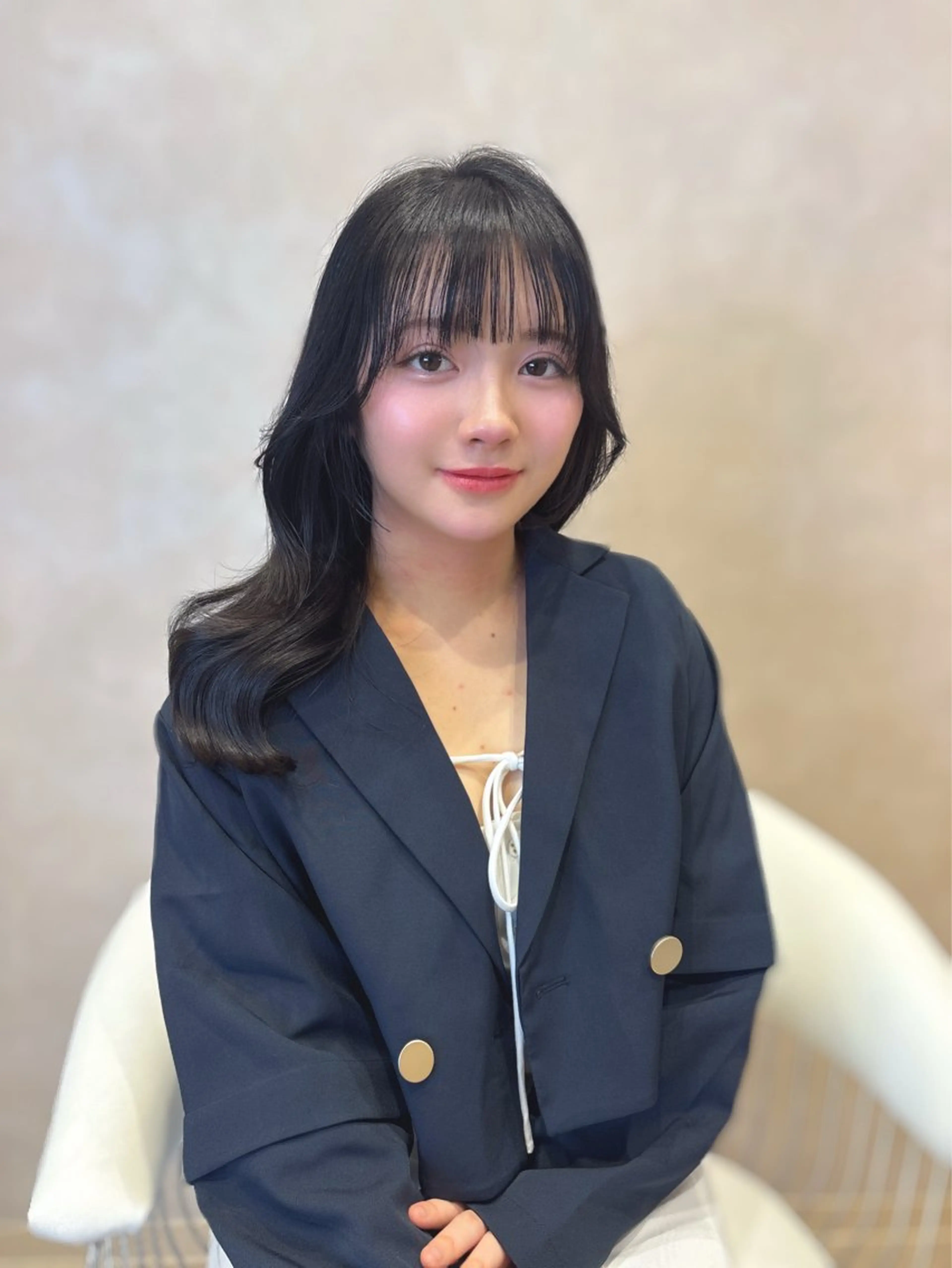 セミロング カット ヘアカラー トリートメント 上品♡韓国レイヤー ‎🤍のの‎🤍のヘアスタイル