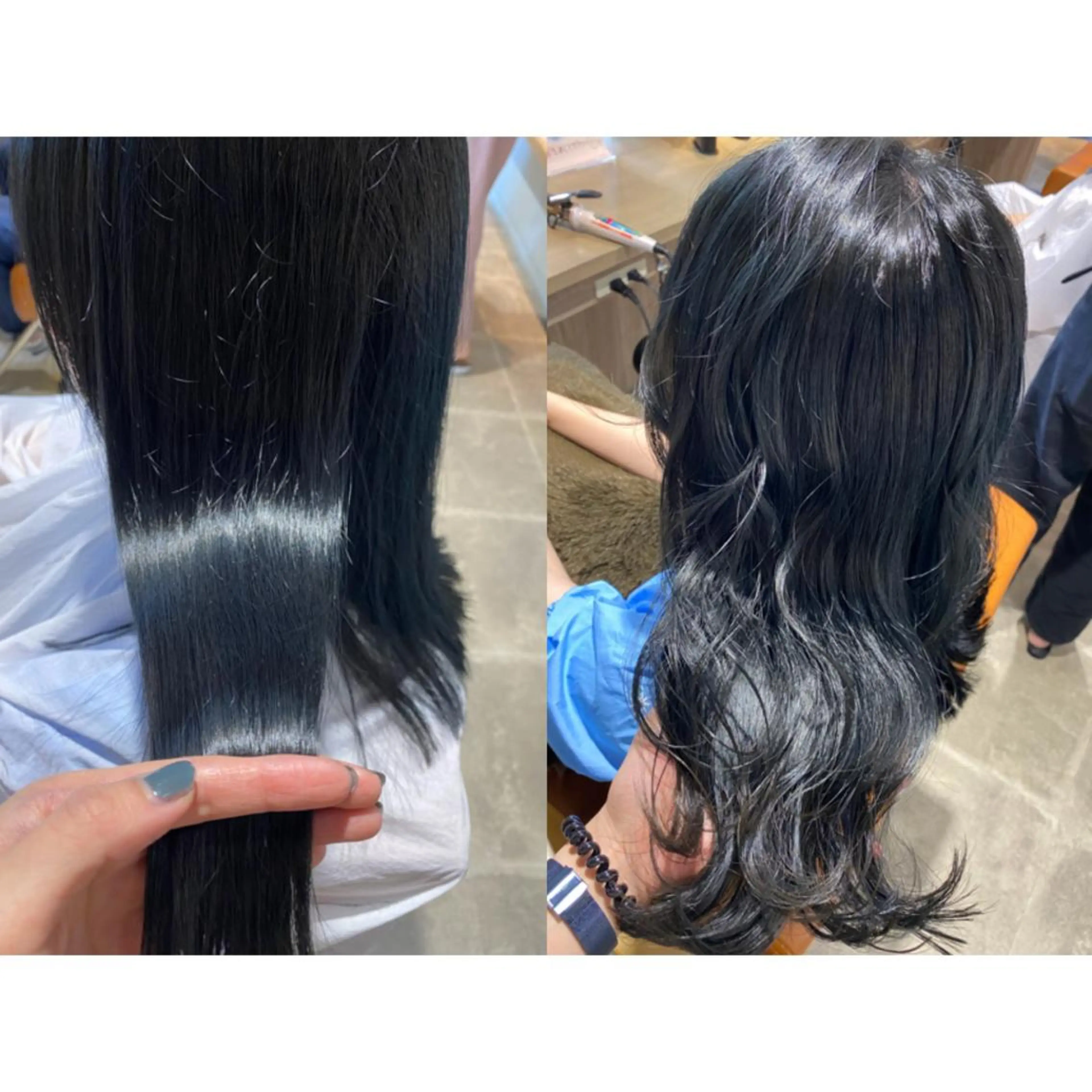 カラー 黒髪 ブルーカラー ブルーブラック ヘアカラー トリートメント 🐻結んで可愛い hair EMI🐻のヘアスタイル