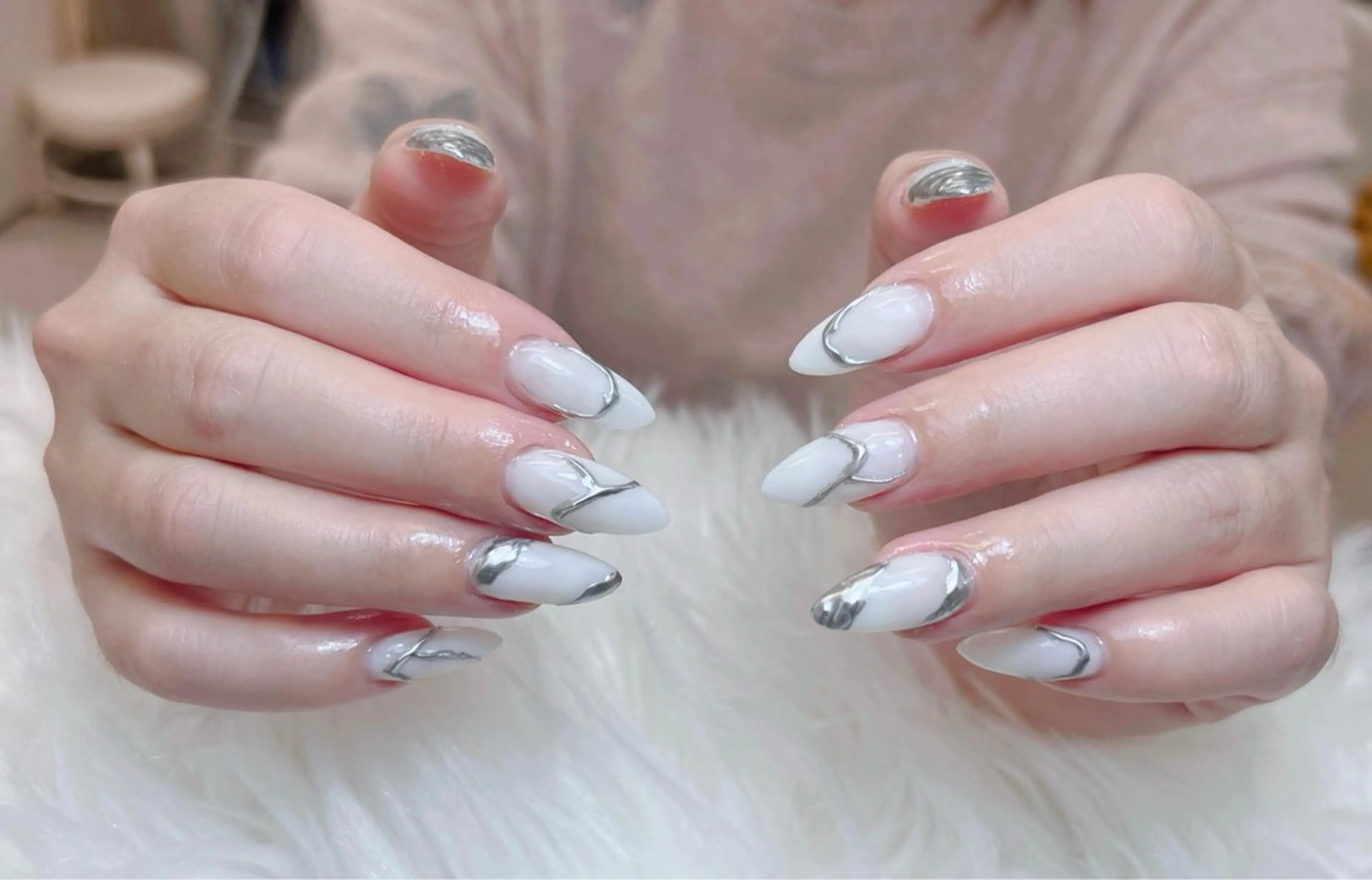 ネイル アートネイル オーロラネイル チークネイル 長さ出し フットネイル Chan nailsのネイルデザイン