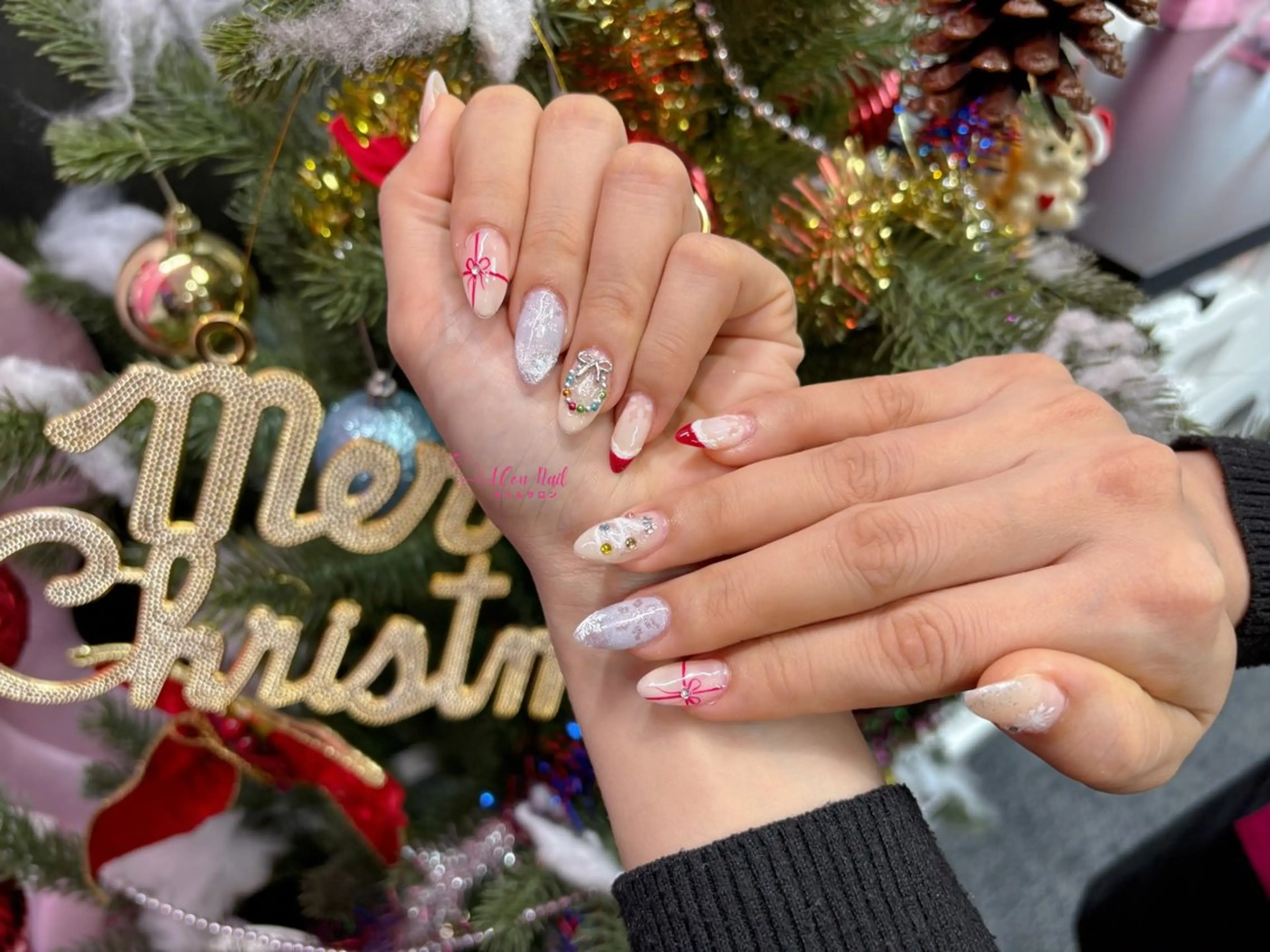 ネイル 桜ネイル 長さ出し フラワーネイル フレンチネイル ジェルネイル ハンドネイル AConNailSalon所属・ACon NailSalonのネイルデザイン