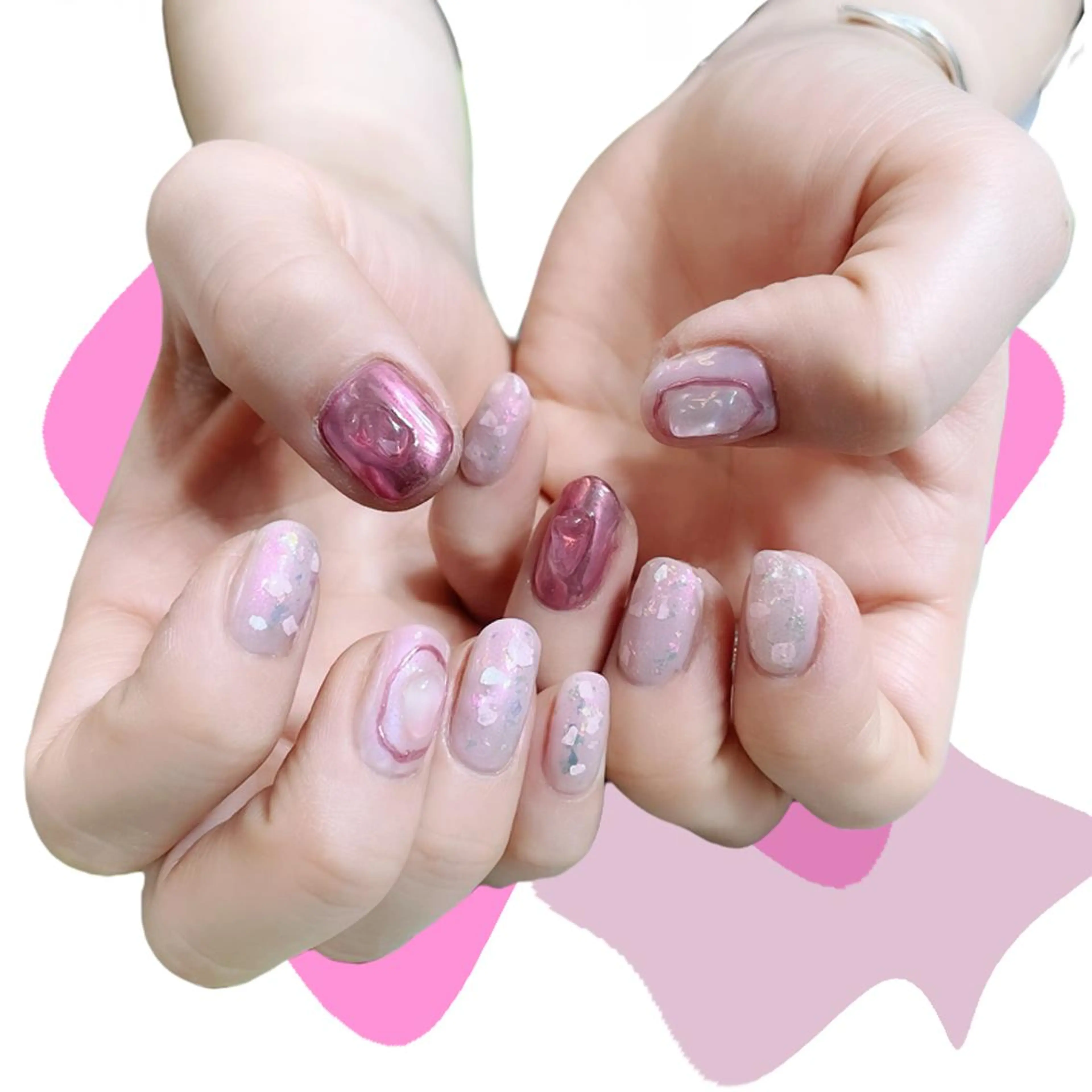 ネイル オーロラネイル 氷ネイル・うるうるネイル 韓国ネイル マグネットネイル ミラーネイル ハンドネイル VOLLMOND nailのネイルデザイン