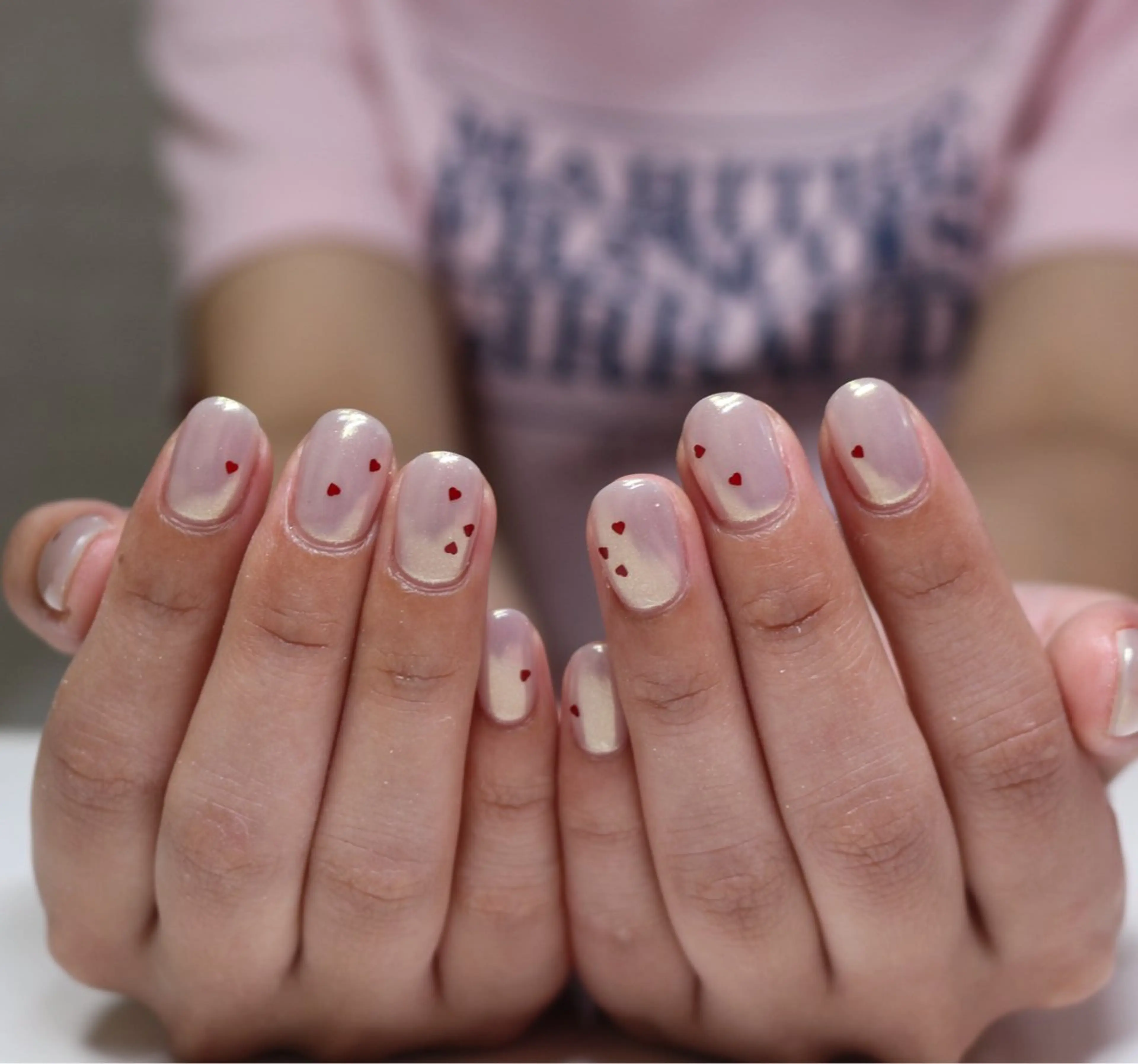 ネイル オーロラネイル ハート マグネットネイル ミラーネイル シンプルネイル ハンドネイル Baku Nailsのネイルデザイン