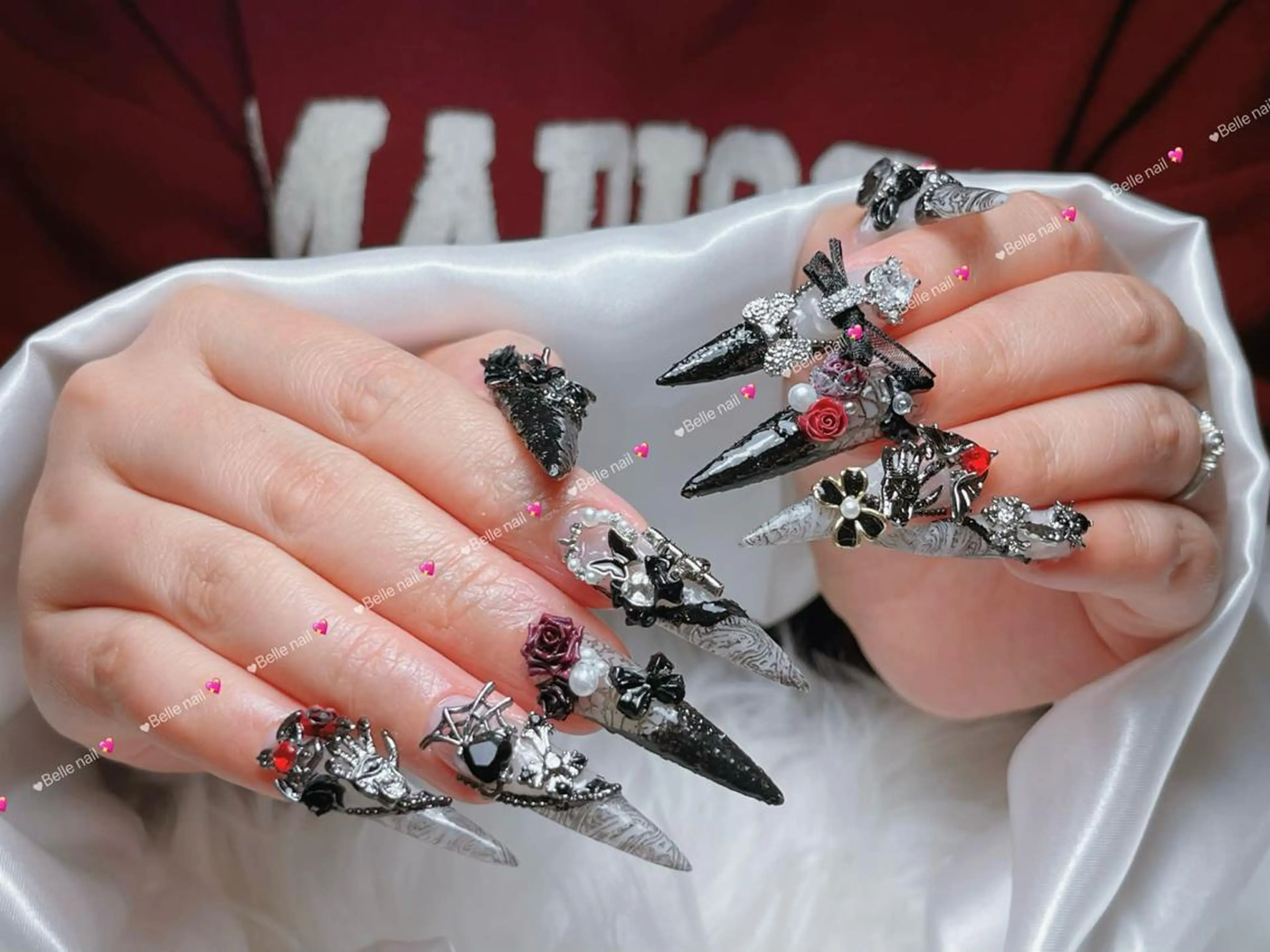 ネイル 長さ出し グラデーション 卒業式 キラキラネイル マグネットネイル YUNA Belle Nail 池袋のネイルデザイン