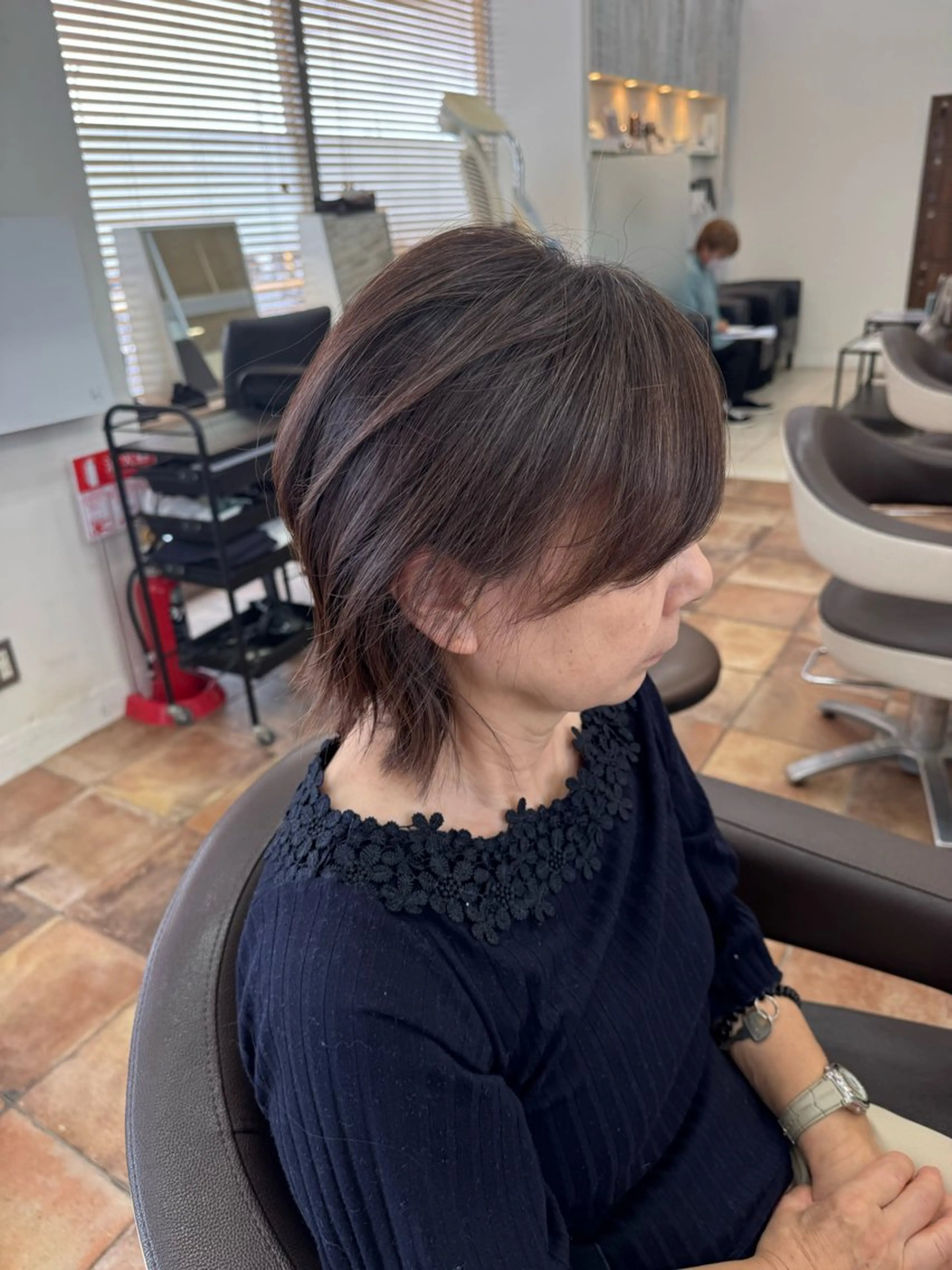 ショート 白髪ぼかし☘️クセ 活かし🎈小倉🥇のヘアスタイル