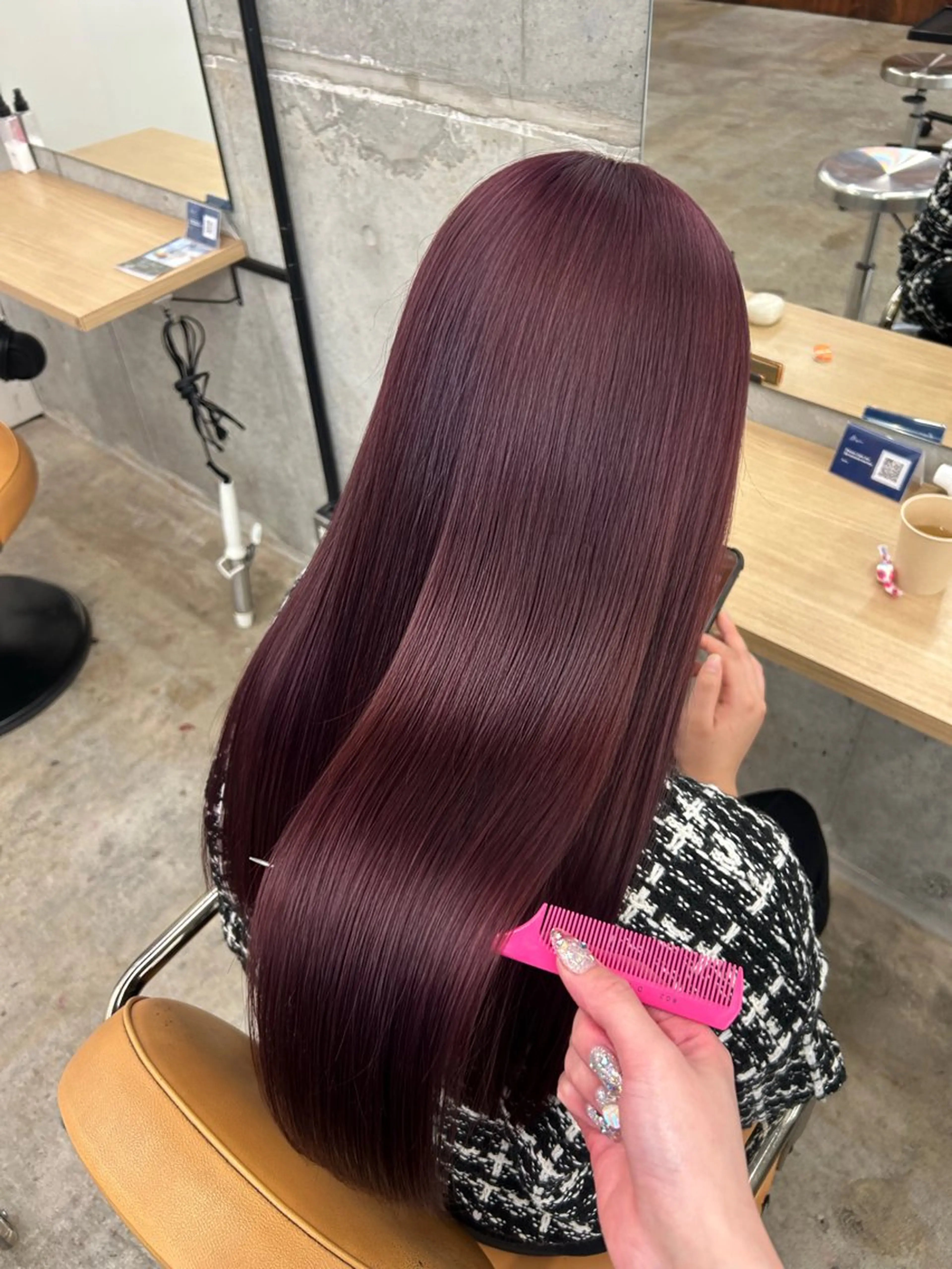 ロング カラー 縮毛矯正 トリートメント 🌷ラベンダーピンク 顔まわり🌷ねいろのヘアスタイル