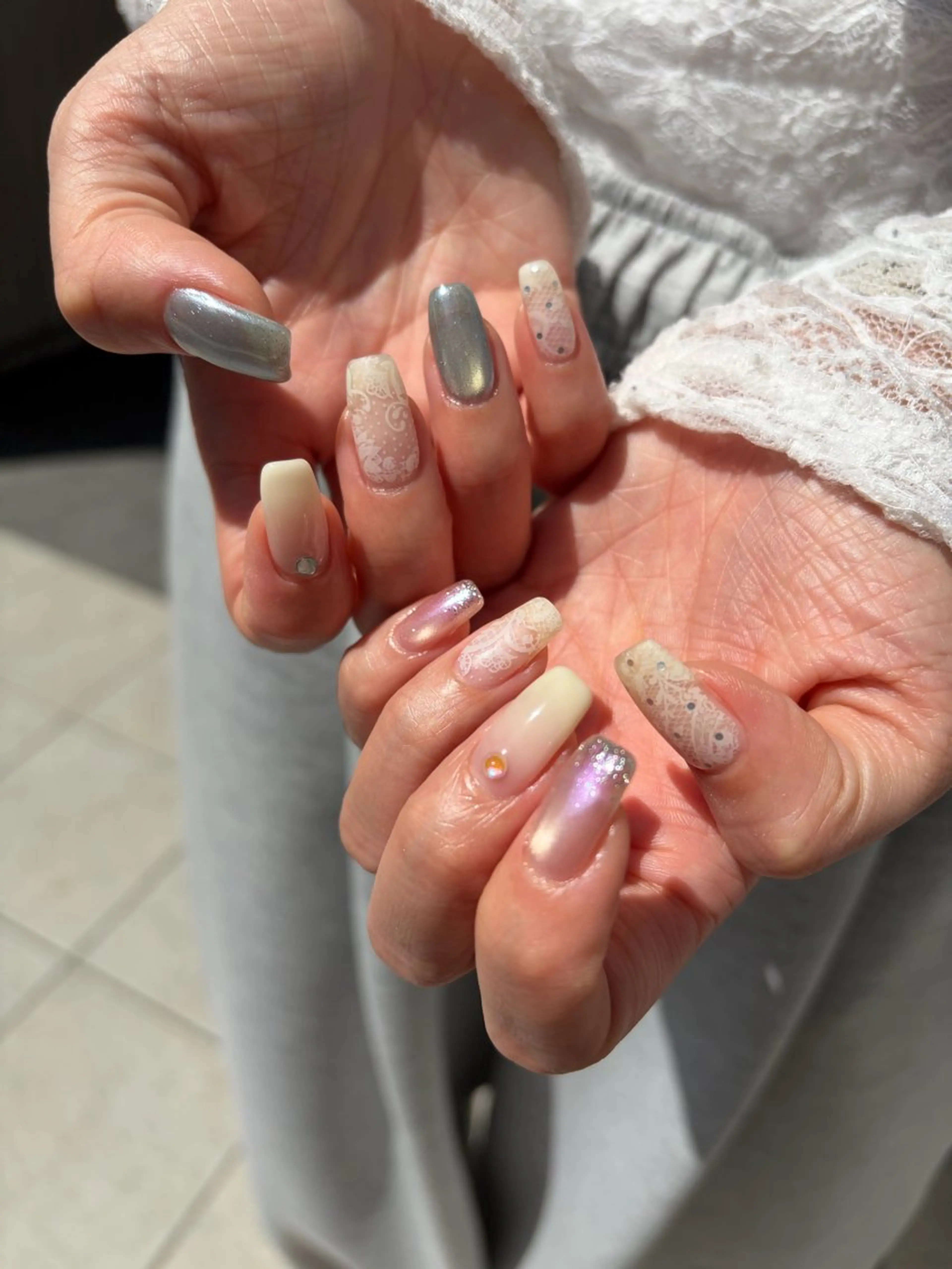 ネイル ドット レース ハンドネイル 🌼大西洋子 laughl🌼のネイルデザイン