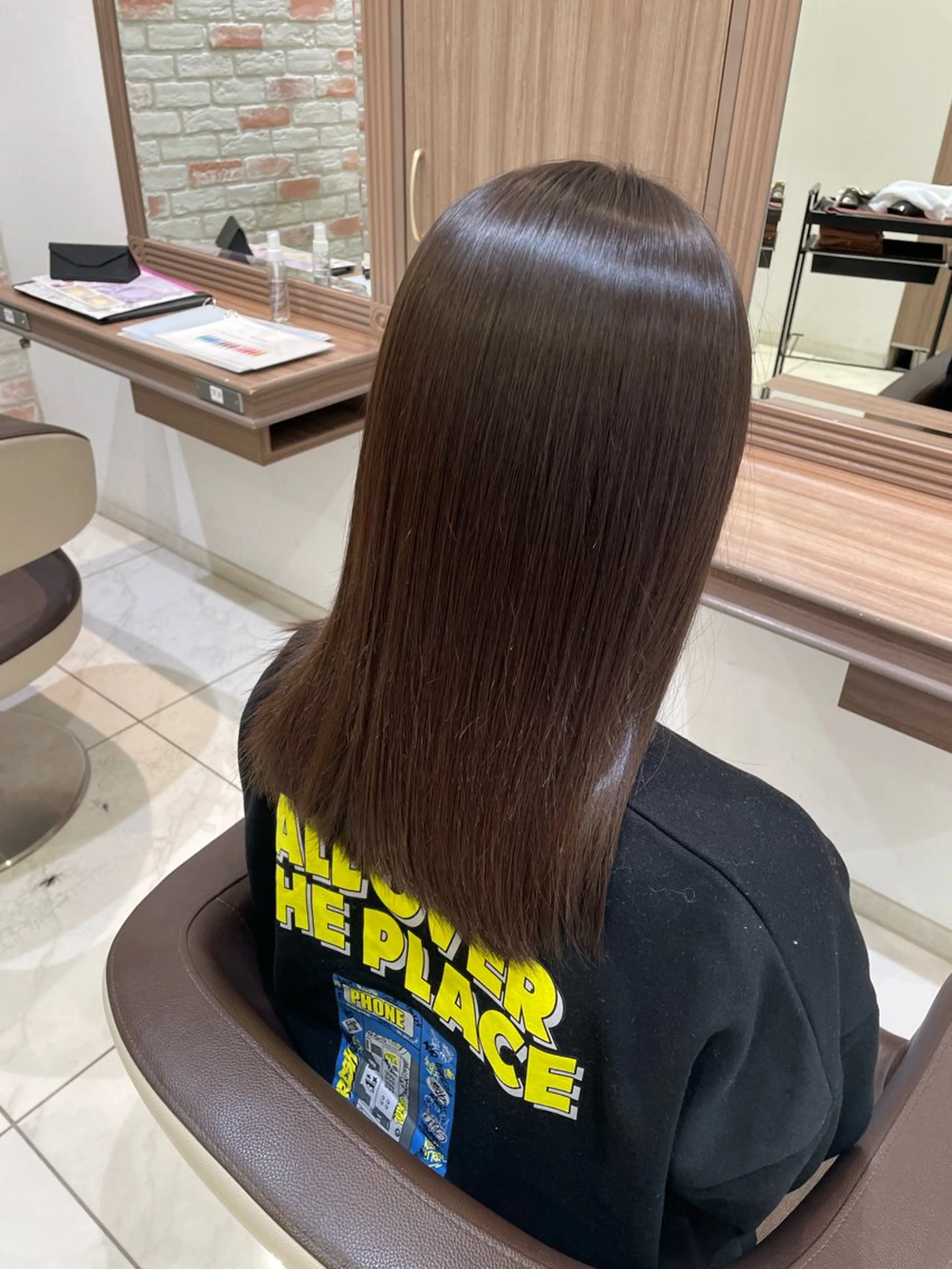 セミロング パーマ 縮毛矯正 縮毛矯正 菊池 遼/透明感 /韓国レイヤー/艶感のヘアスタイル