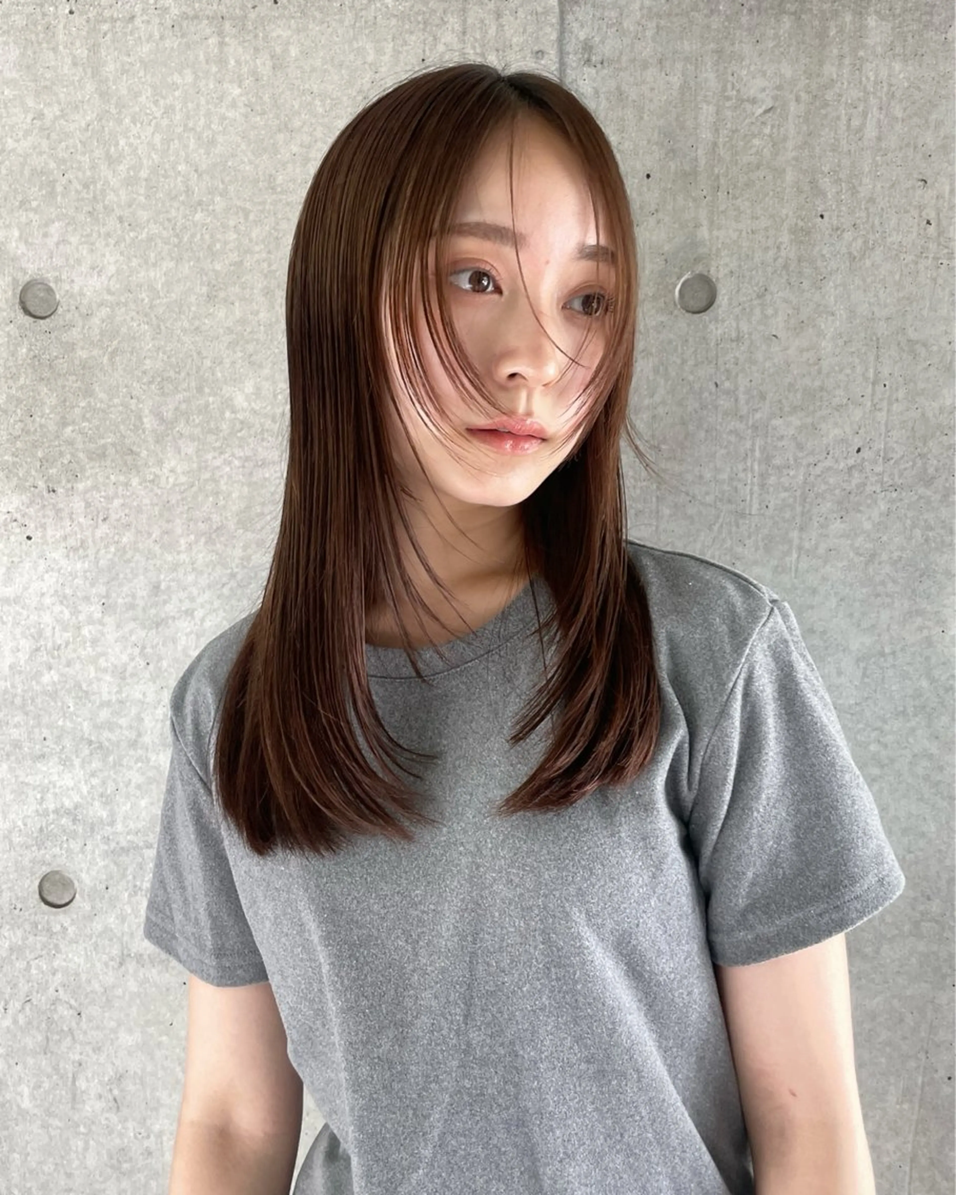 セミロング ヘアカラー 似合わせ/ベージュ /レイヤー/りほ🤍のヘアスタイル