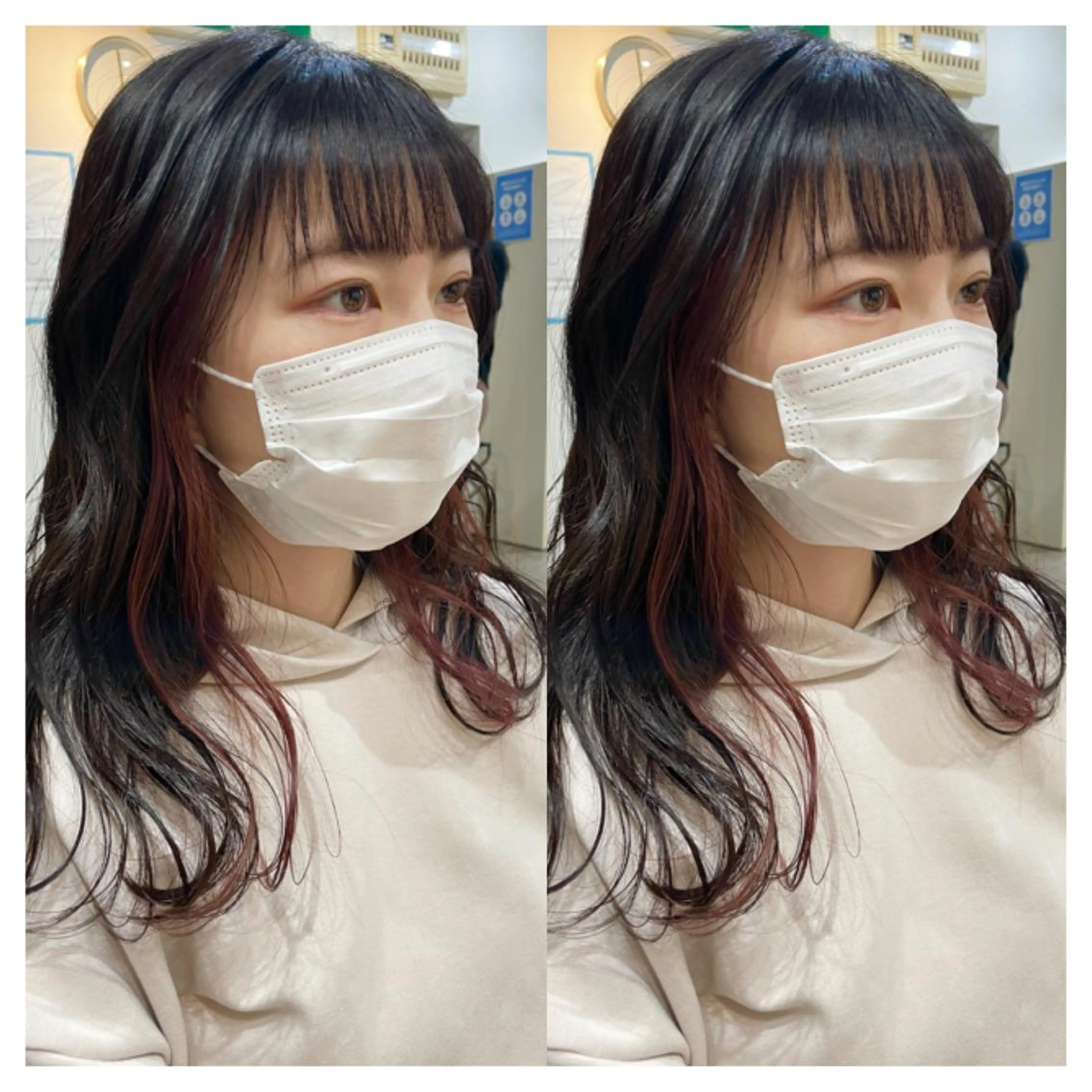 セミロング カラー カット ヘアカラー トリートメント a-o横浜所属・村山 茉衣のヘアスタイル