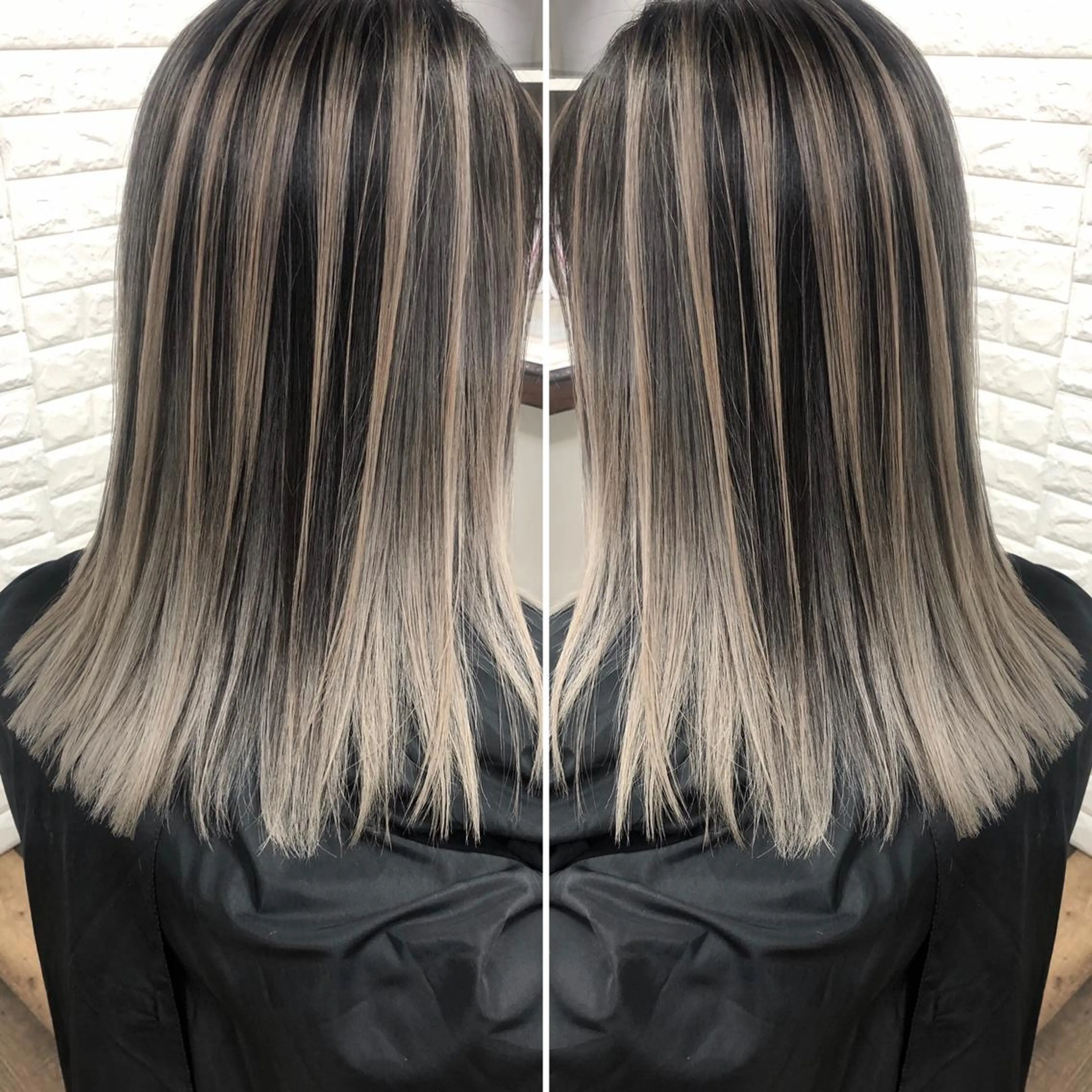 セミロング カラー バレイヤージュ ブリーチ ケアブリーチ レイヤーカット ヘアカラー トリートメント famille ファミーユのヘアスタイル