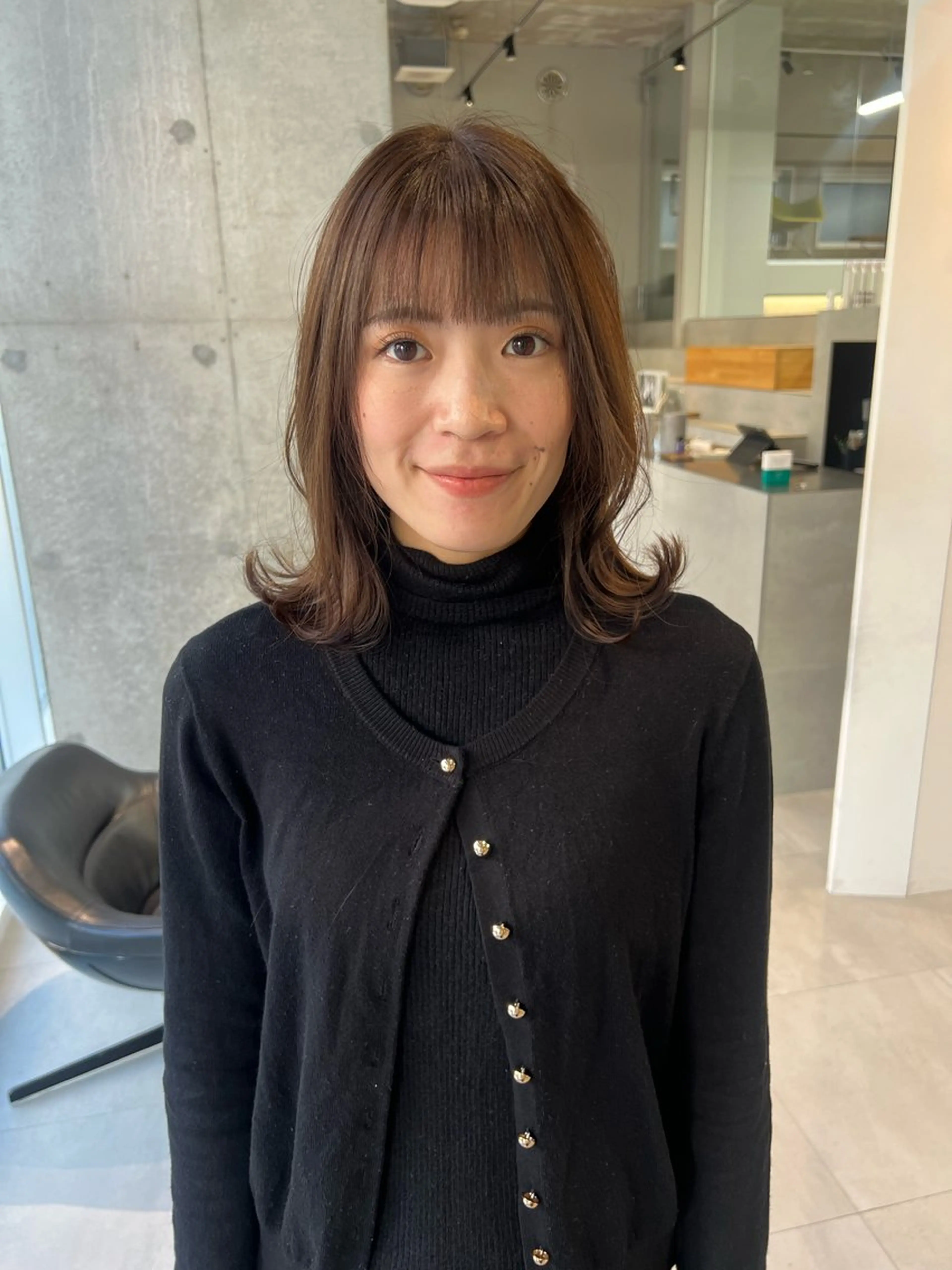 ミディアム カラー ベージュカラー ブリーチ ブラウンカラー ブリーチなしカラー カット ヘアカラー トリートメント 吉沢遣人/レイヤー 艶カラー/抜け感のヘアスタイル