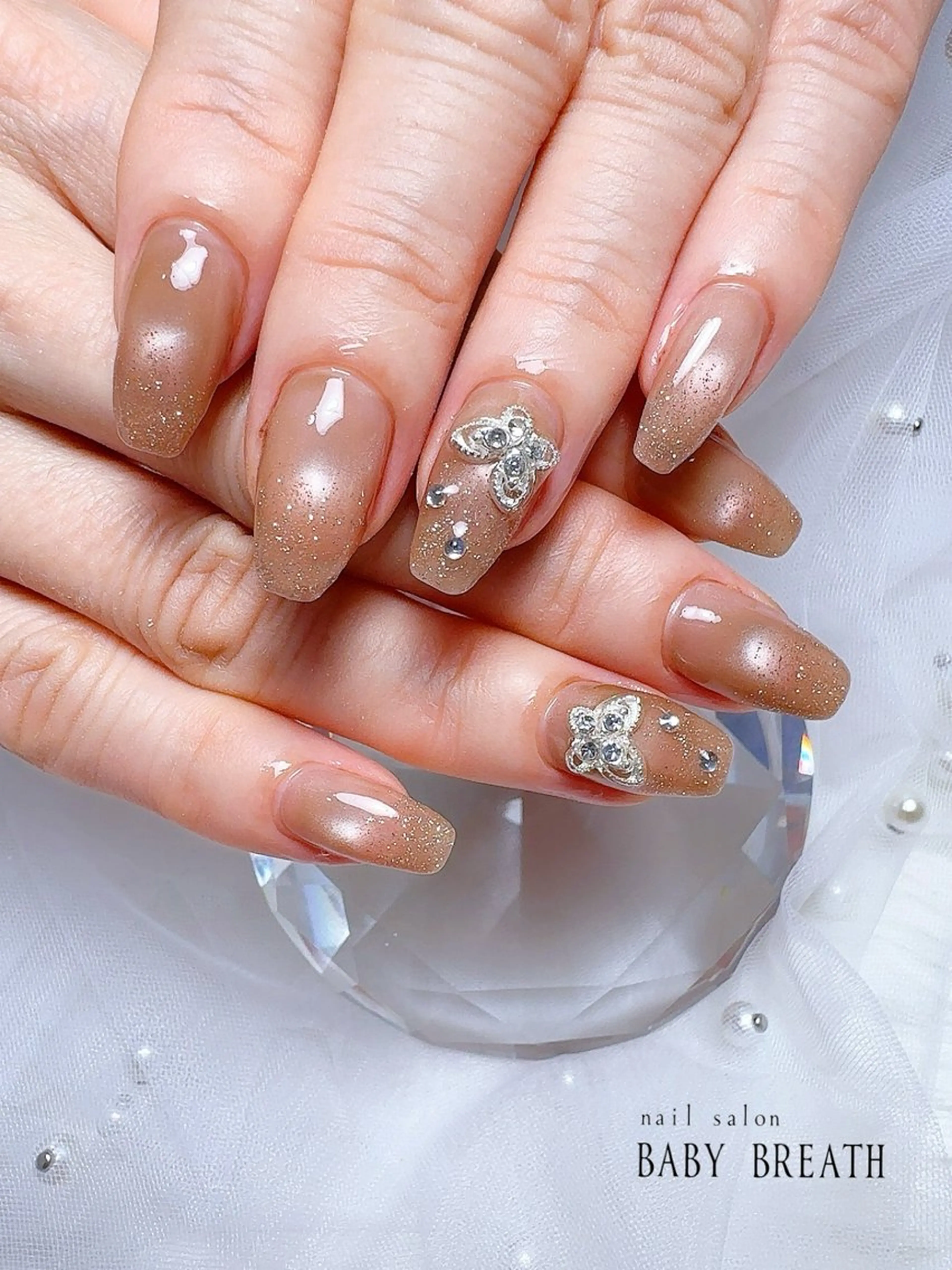 ネイル アートネイル フラッシュネイル フットネイル グラデーション ラメ(グリッター) ハンドネイル BABY BREATH所属・y natsumiのネイルデザイン