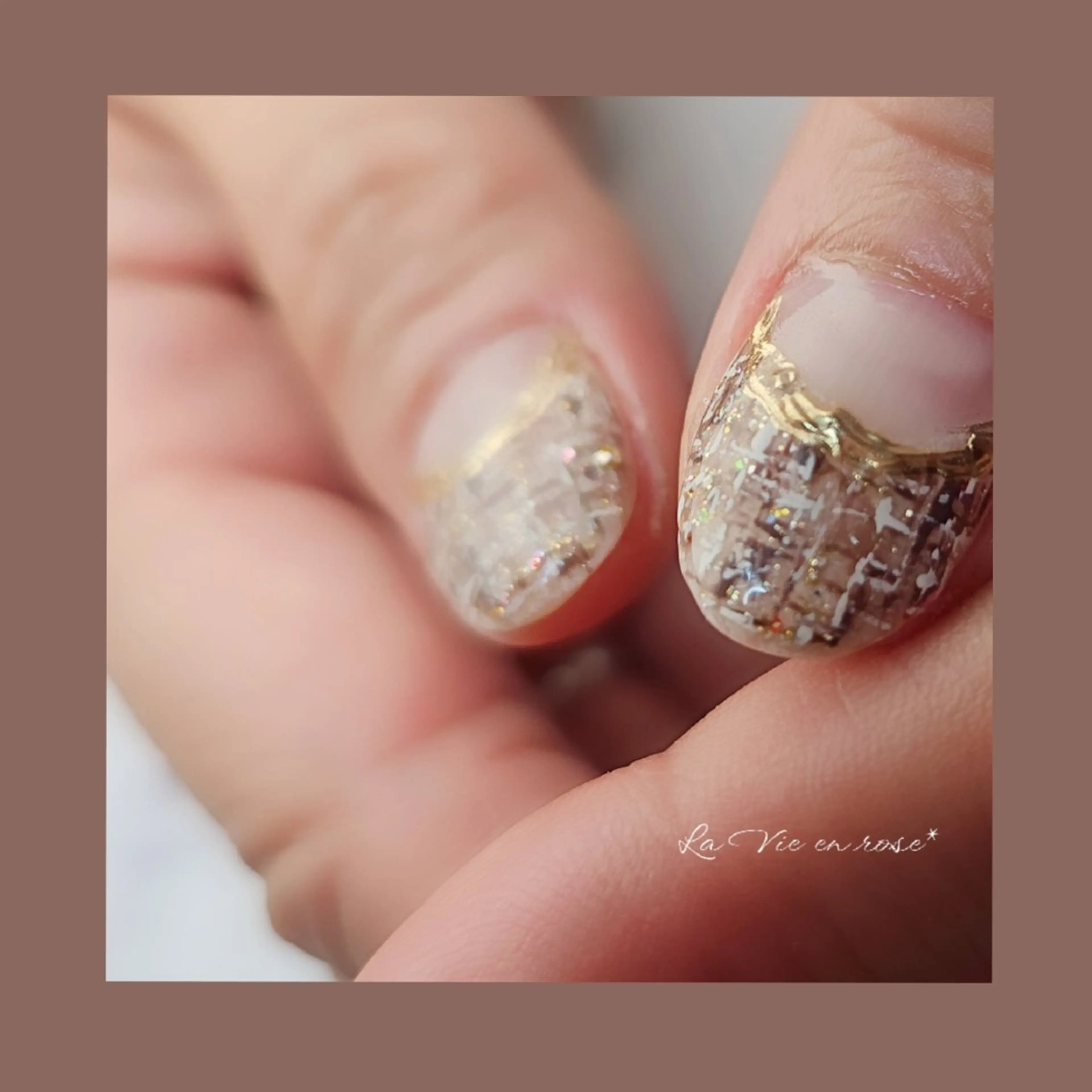 ネイル ツイードネイル ラヴィアン ローズのネイルデザイン