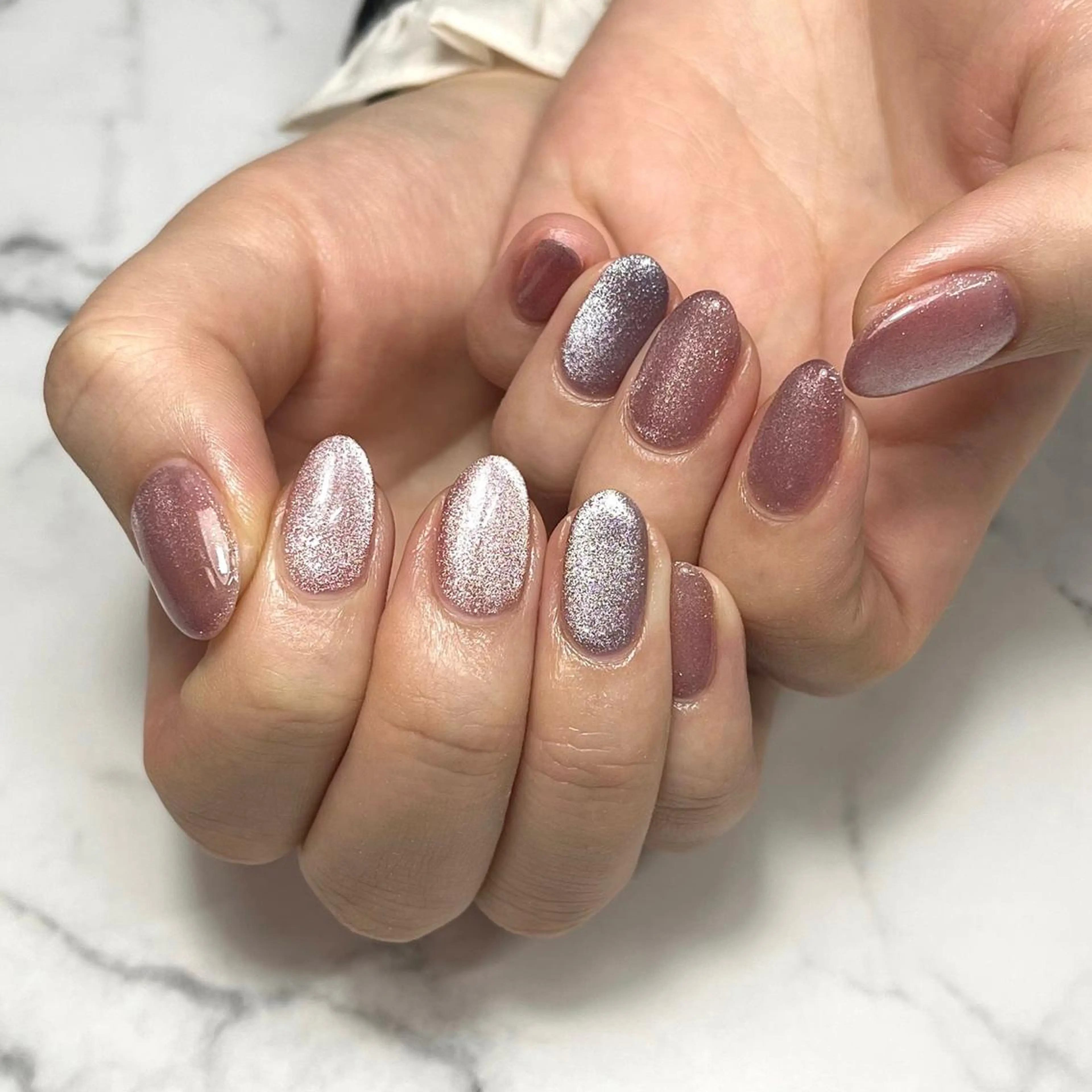 ネイル アートネイル 韓国ネイル マグネットネイル ワンカラーネイル ピンク ハンドネイル NAIL NOWのネイルデザイン