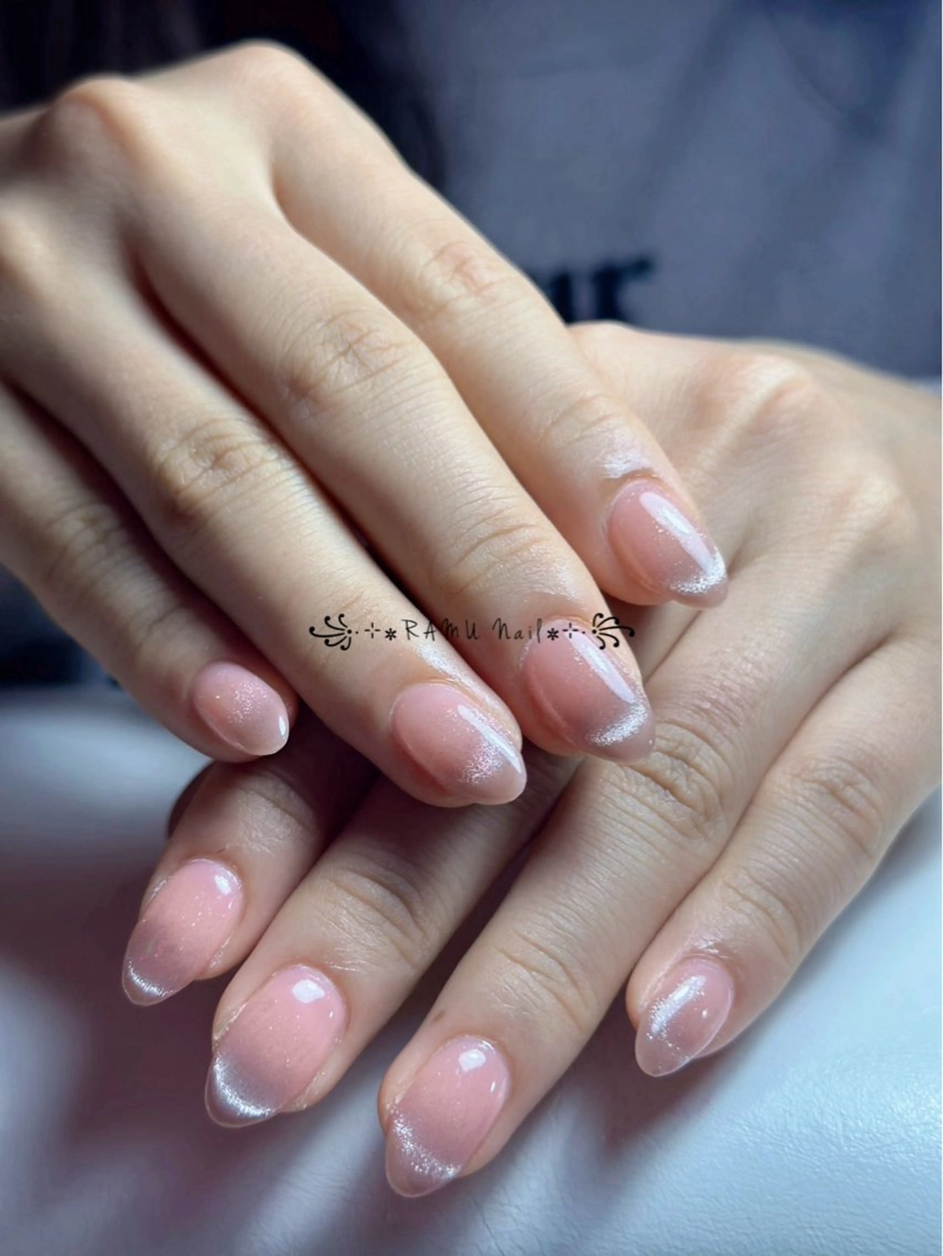 ネイル チークネイル フレンチネイル グラデーション キラキラネイル 韓国ネイル ハンドネイル RAMU Nail 恵比寿店のネイルデザイン