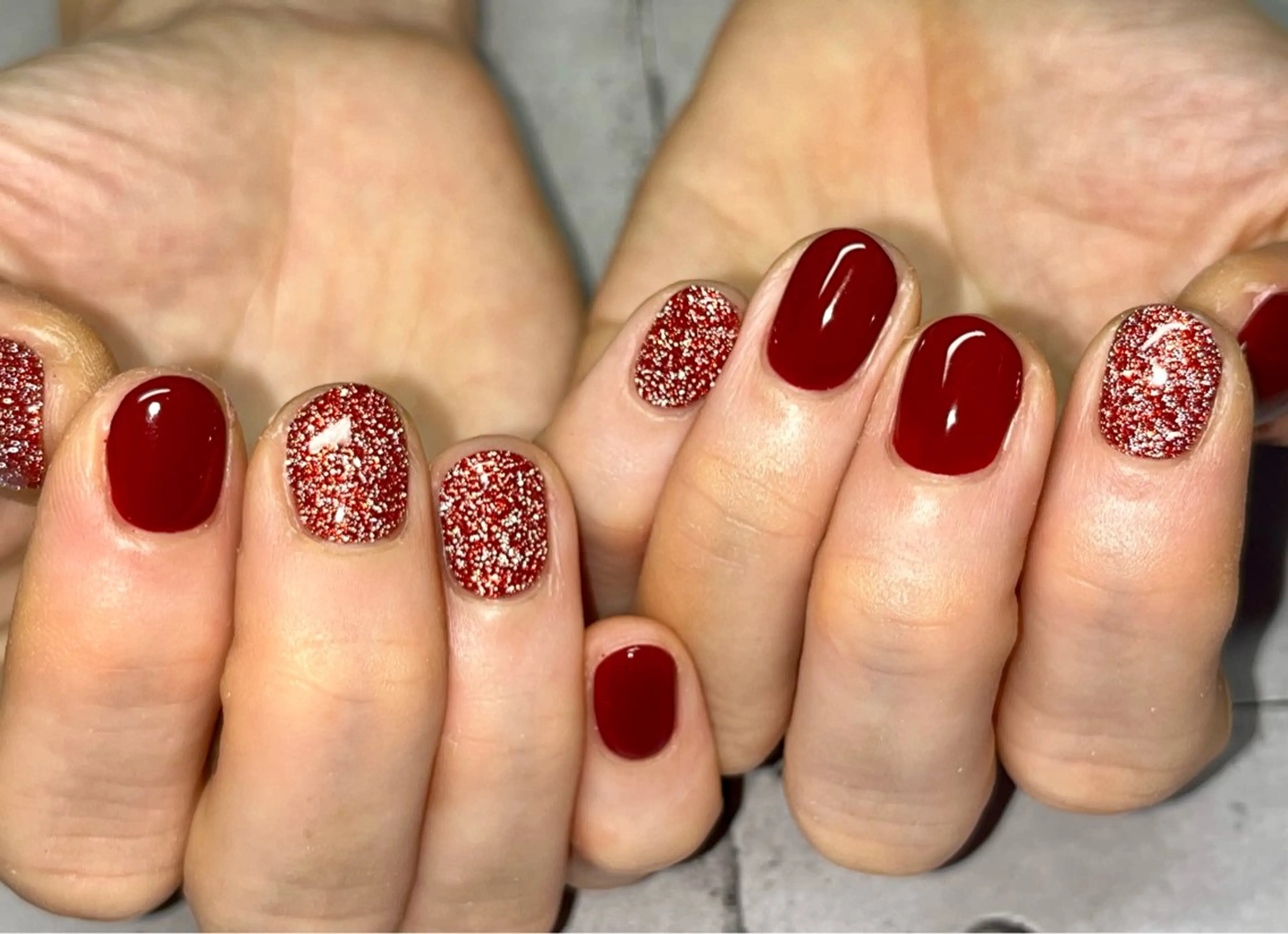 ネイル ボルドー フラッシュネイル ハンドネイル まり りぃ〜んのネイルデザイン