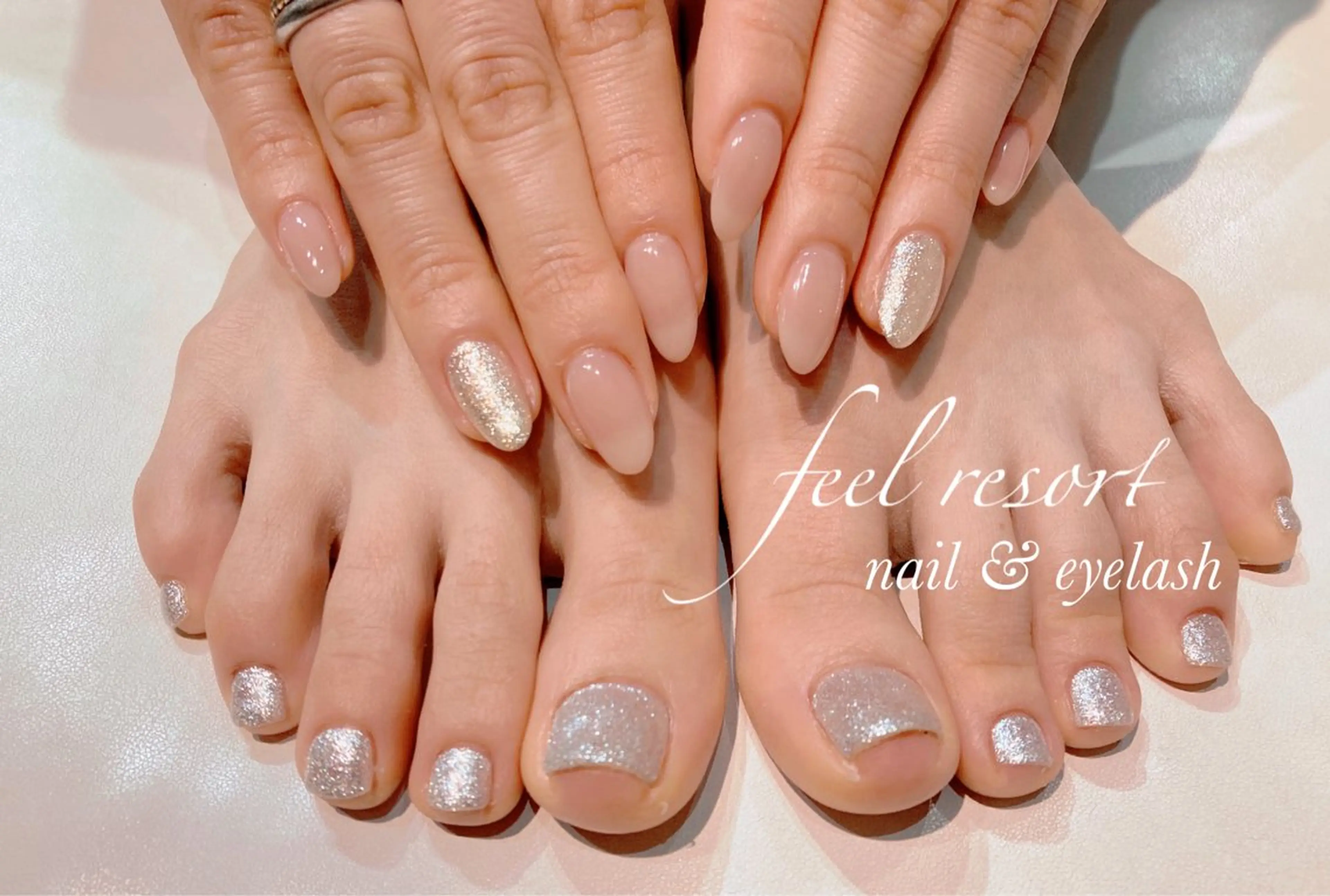 ネイル 長さ出し フットネイル フレンチネイル ジェルネイル ガラスフレンチ Lien（リアン） 銀座駅6分のネイルデザイン