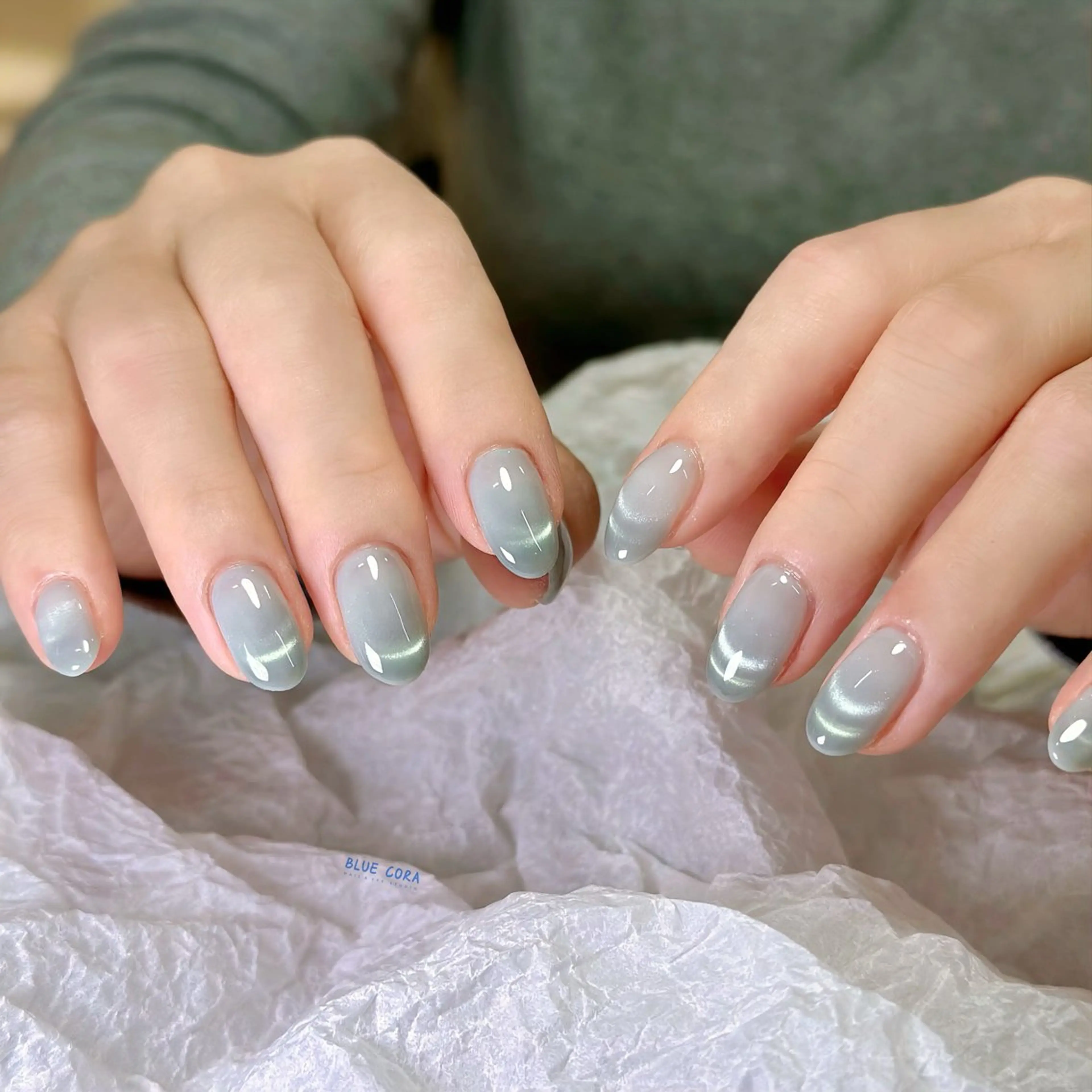 ネイル クリアネイル マグネットネイル ハンドネイル ハンドケア BLUE CORAのネイルデザイン