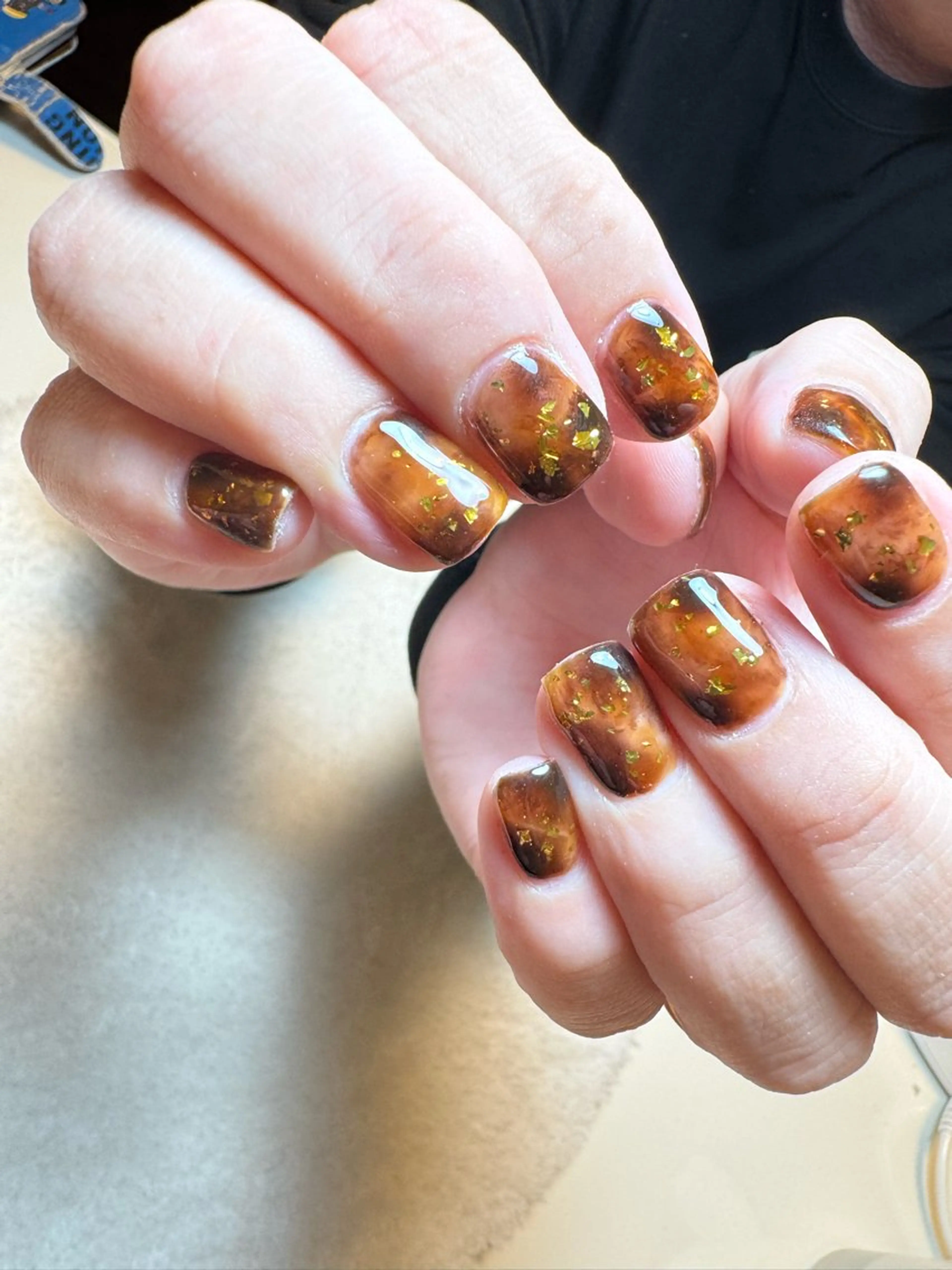 ネイル べっ甲ネイル ブルー ブラウン ジェルネイル 持ち込み ハンドネイル K&R Nail所属・Nail Salon K&Rのネイルデザイン