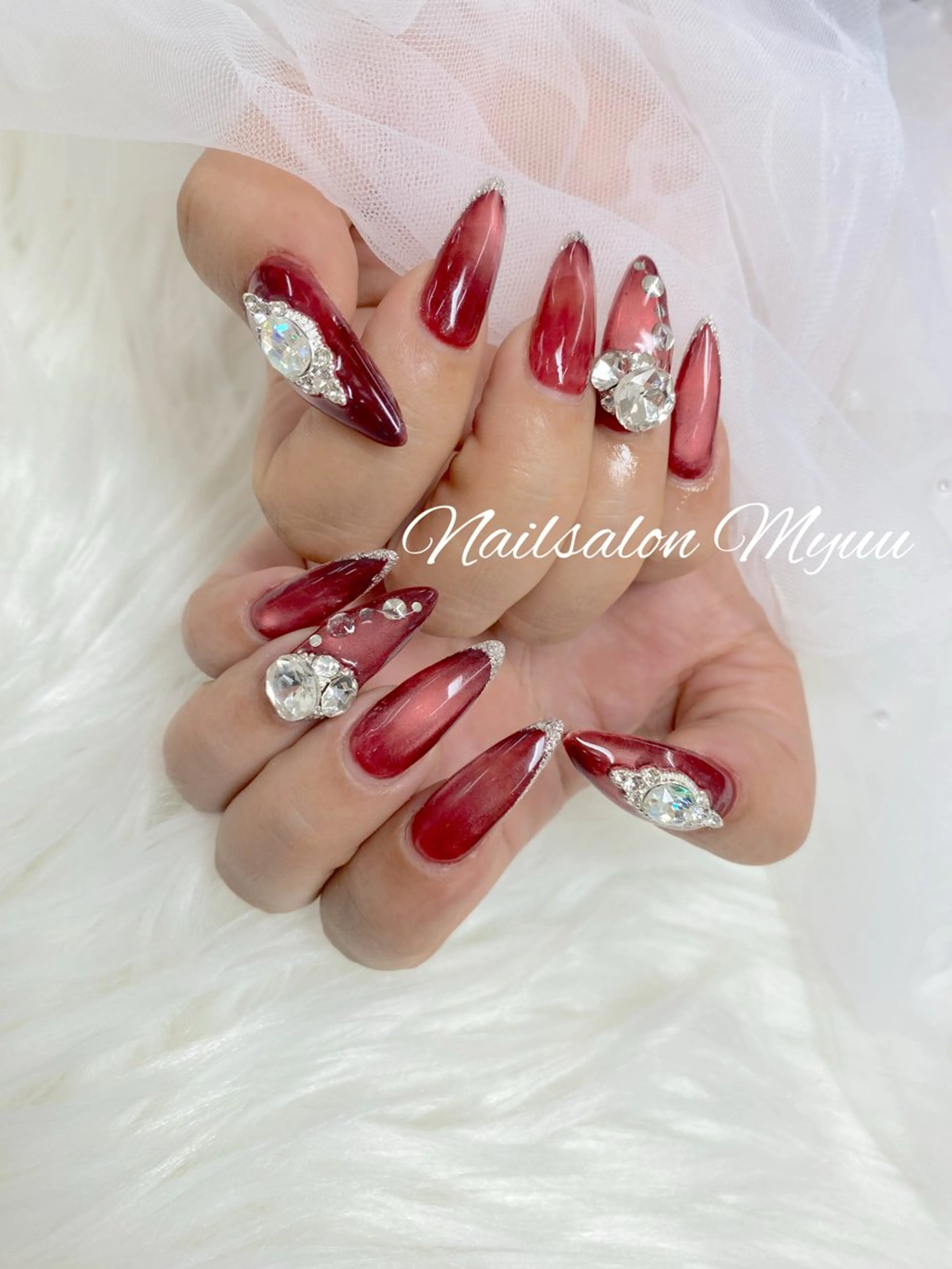ネイル フレンチネイル 赤色 ハンドネイル Nailsalon Myuu笠原のネイルデザイン