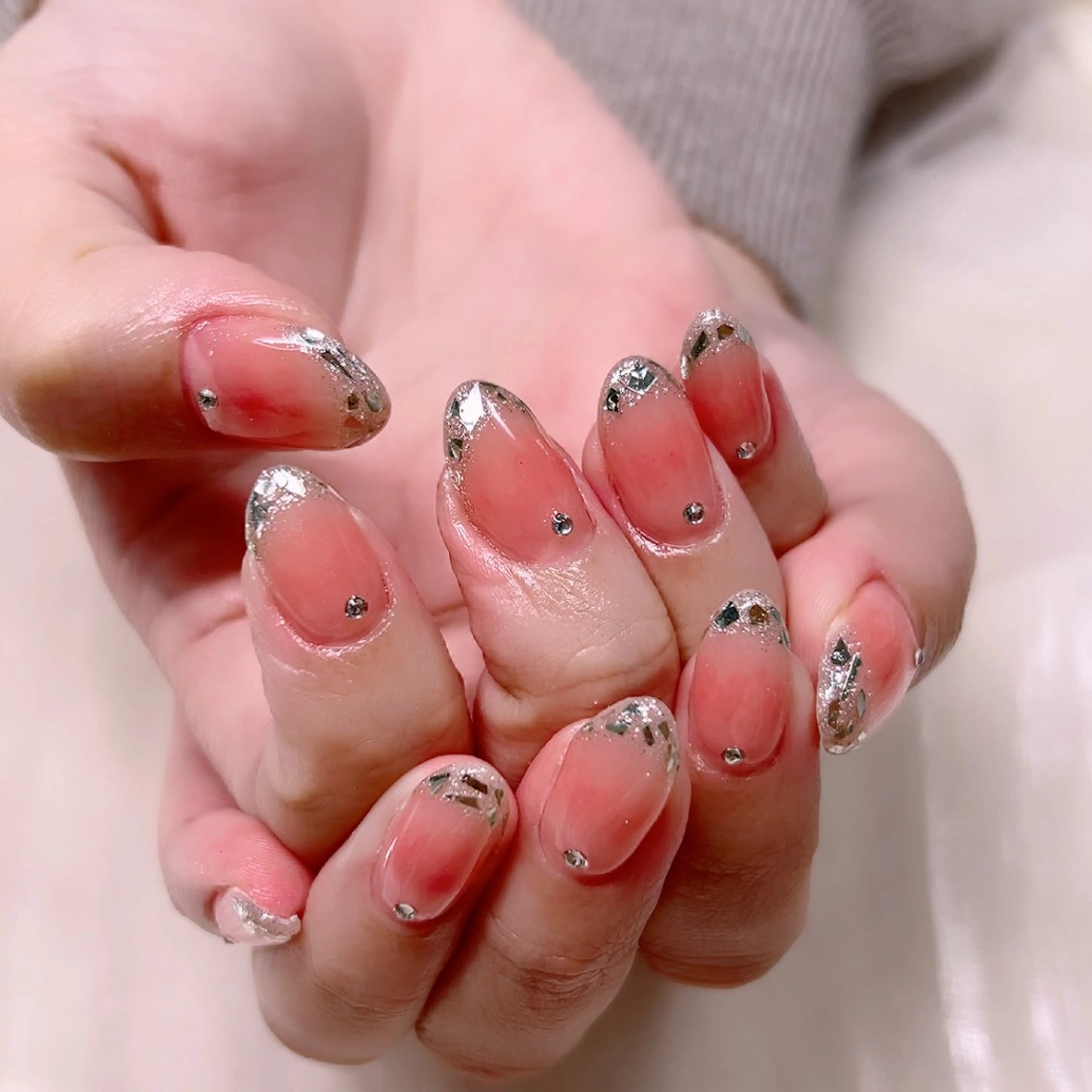 ネイル チークネイル フレンチネイル ガラスフレンチ Cute Tips nailのネイルデザイン