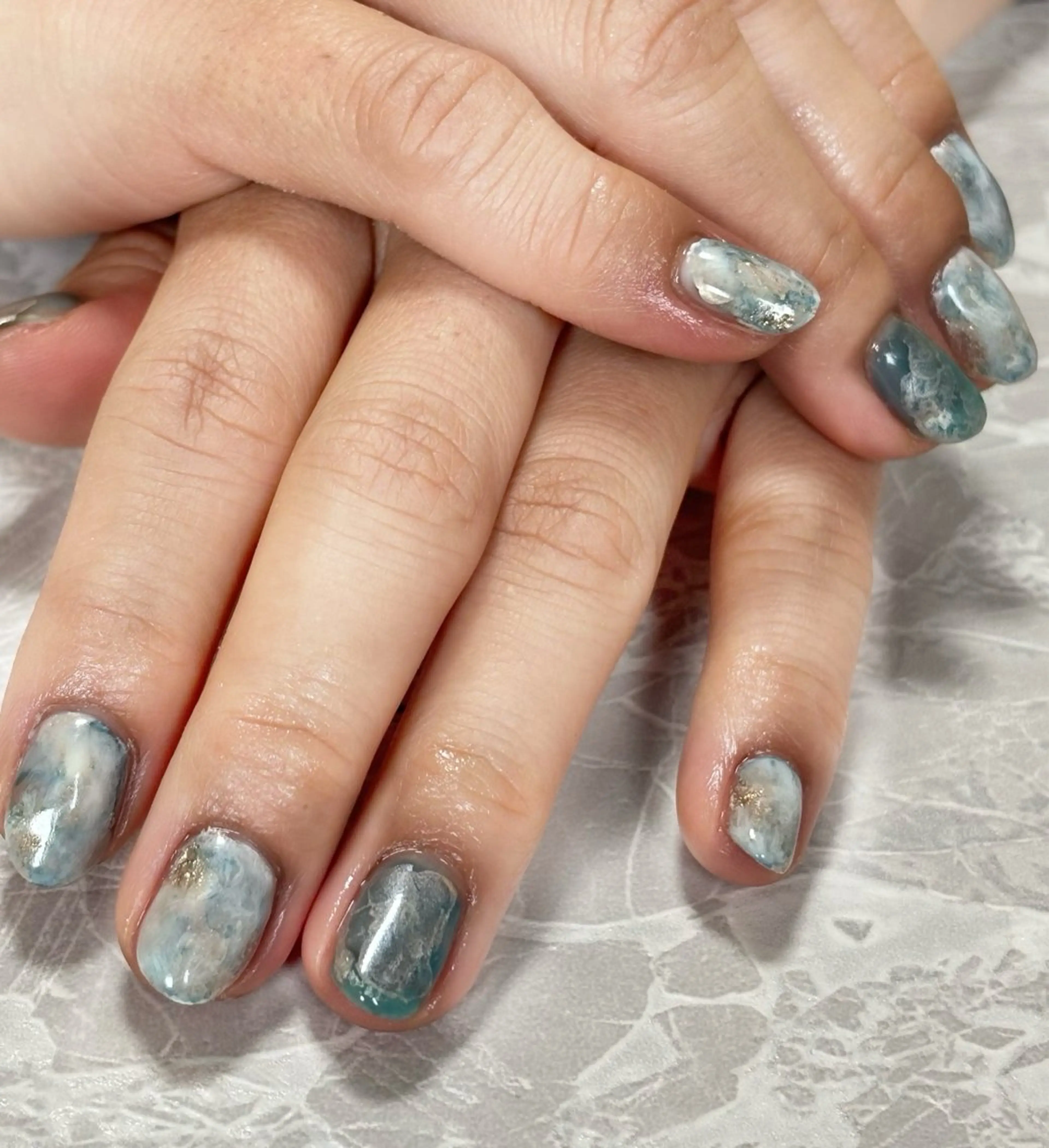 ネイル ブルー ハンドネイル 茂野 恵のネイルデザイン