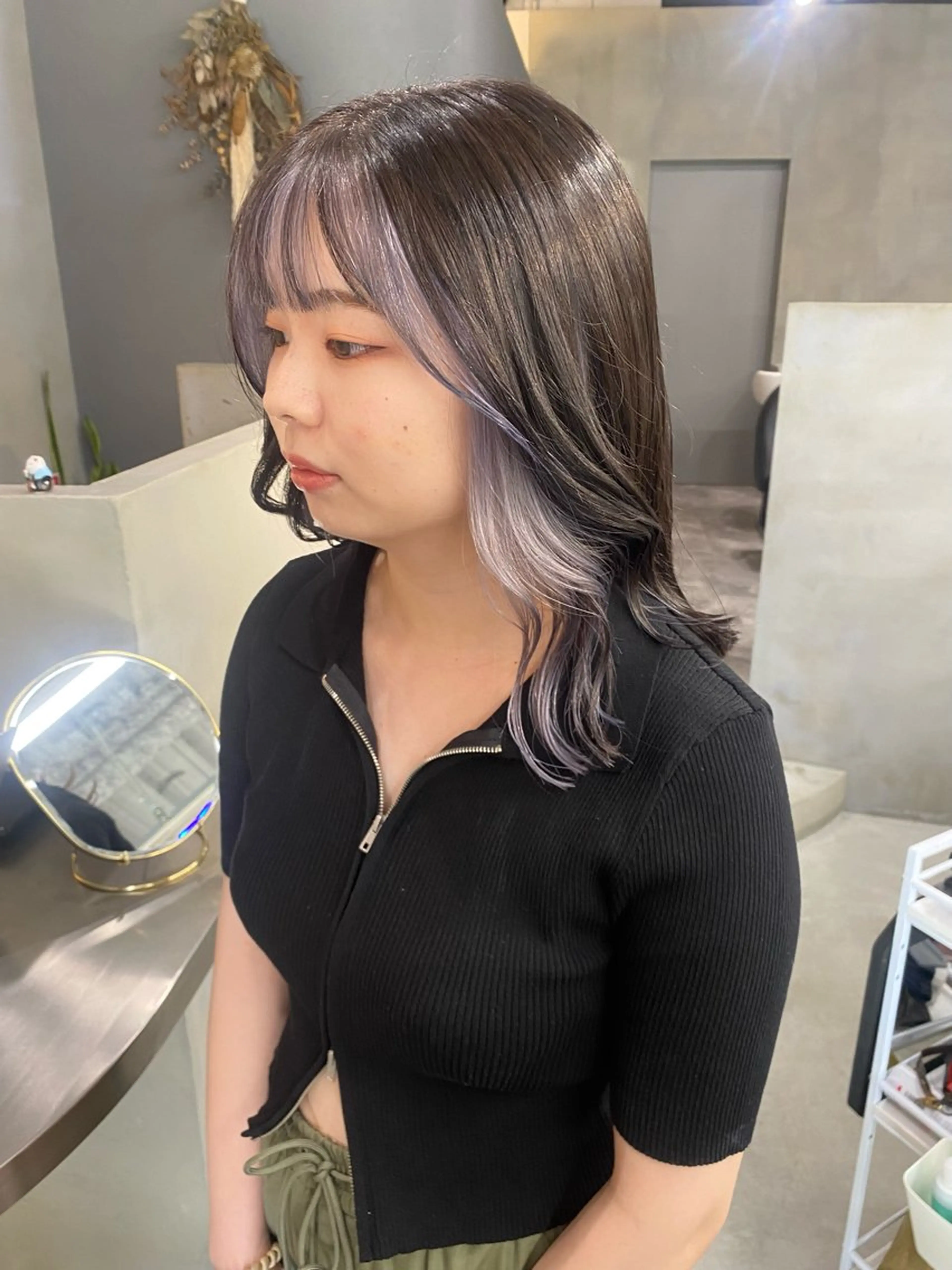 セミロング カラー ヘアカラー 前橋 姫奈のヘアスタイル