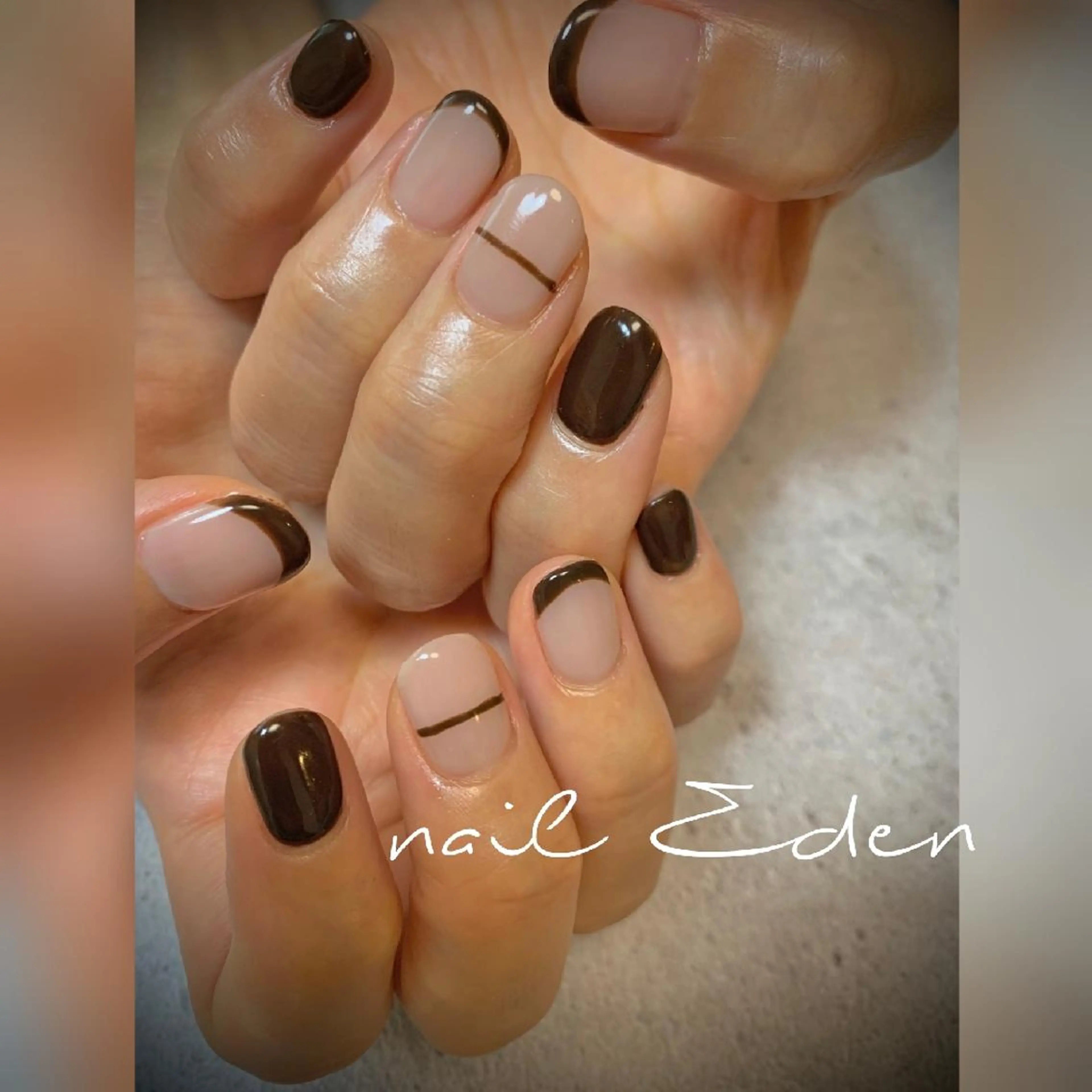 ネイル ブラウン 持ち込み Eden ♾️のネイルデザイン
