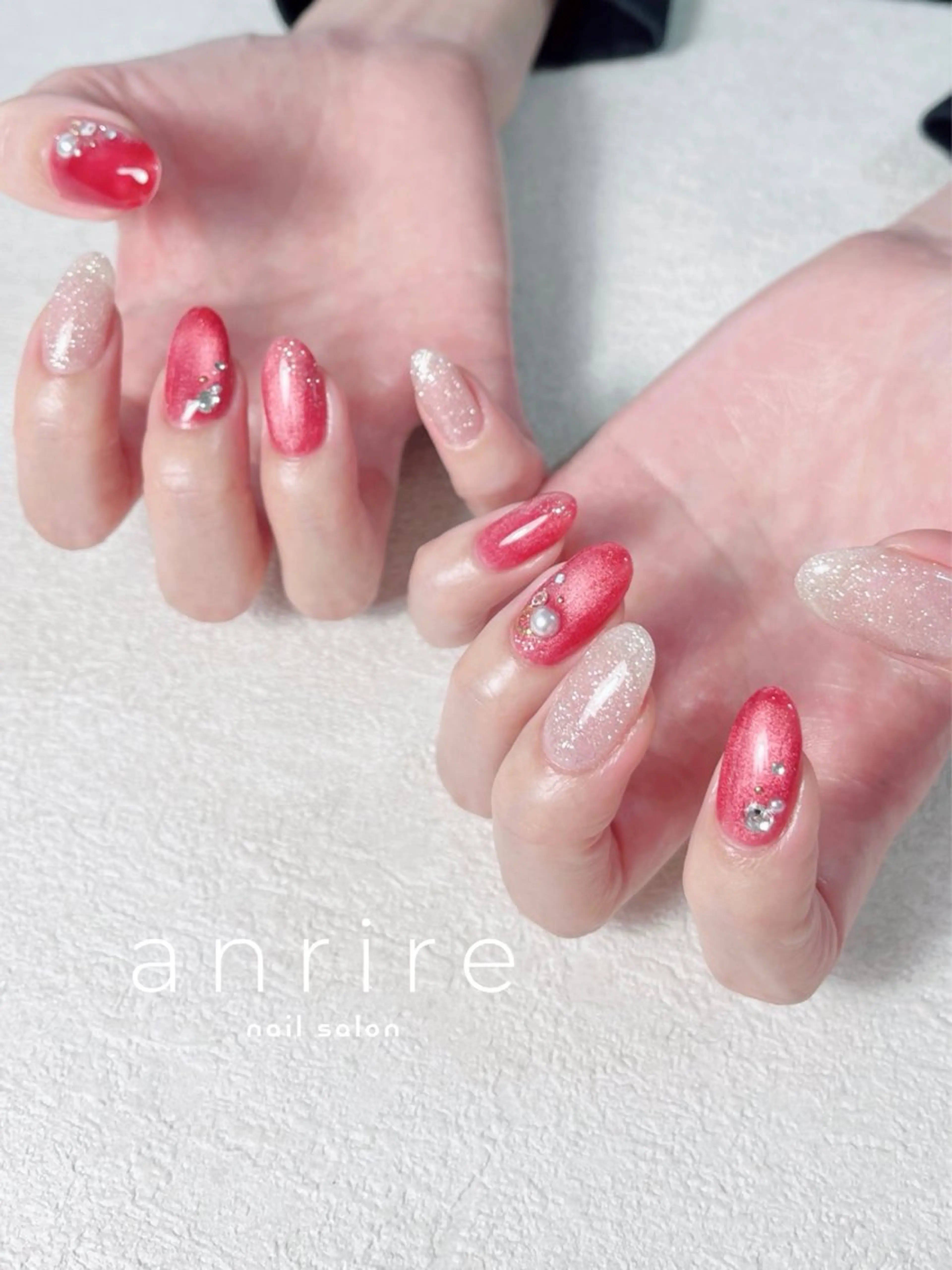 ネイル フラッシュネイル ジェルネイル キラキラネイル ラメ(グリッター) マグネットネイル ハンドネイル nailsalon anrireのネイルデザイン