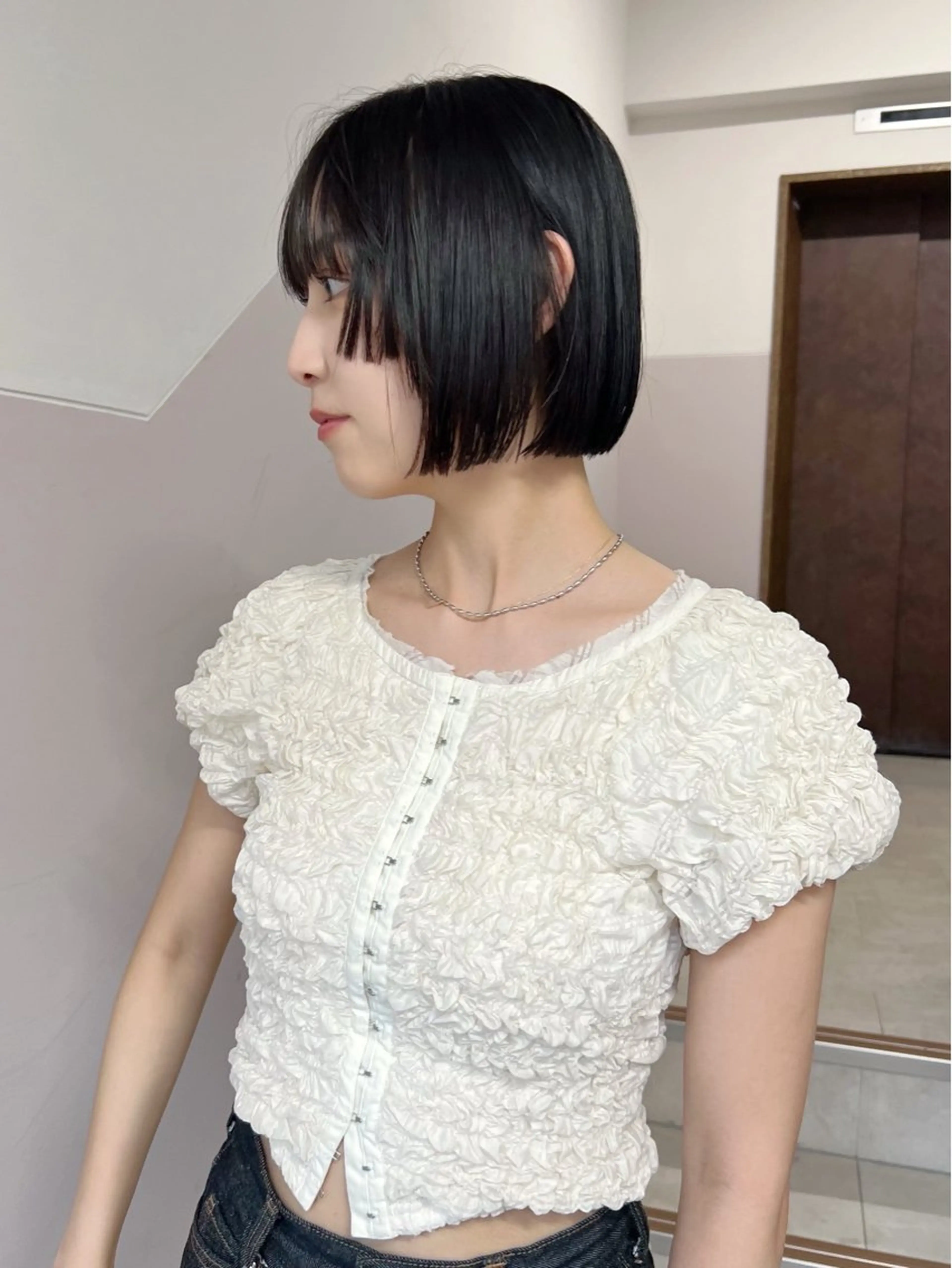 ショート 顔周りカット 縮毛矯正 樫原裕二/レイヤー カット/透明感カラーのヘアスタイル