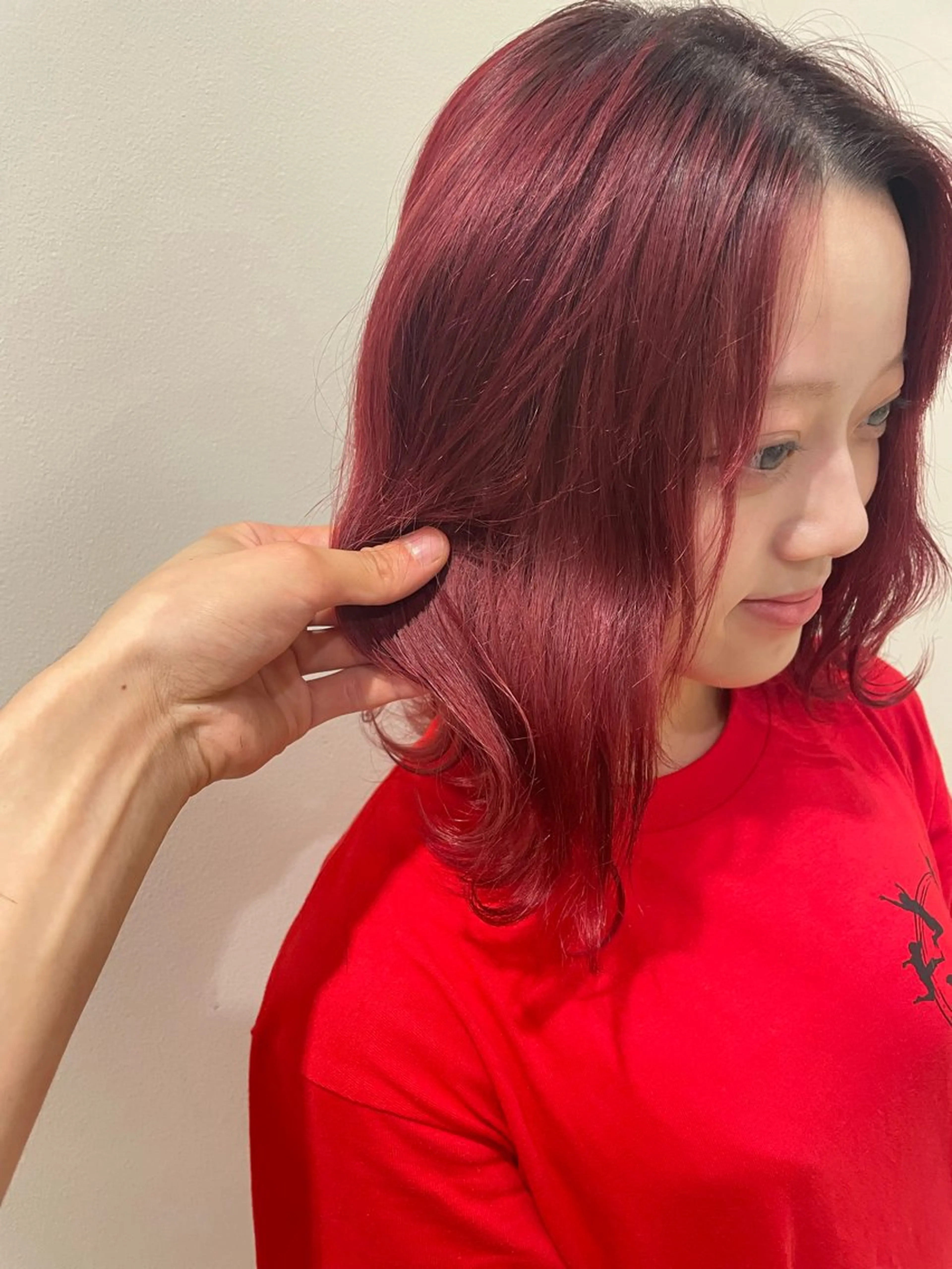 ミディアム カラー ヘアアレンジ レッドカラー ヘアカラー トリートメント ヘアセット ☂️カトウ ケイゴ☂️のヘアスタイル
