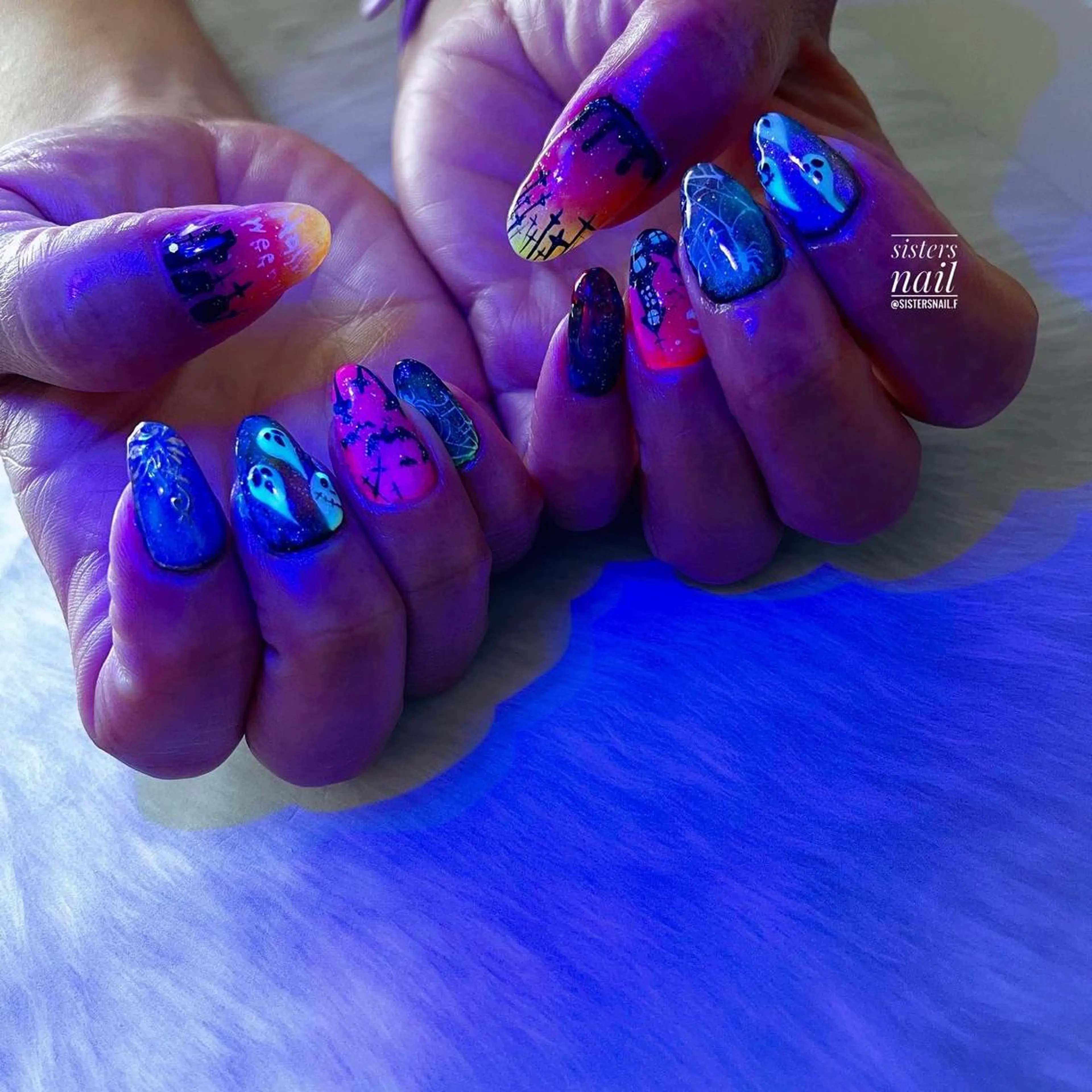 ネイル アートネイル ジェルネイル ハロウィン sisters nail.fのネイルデザイン