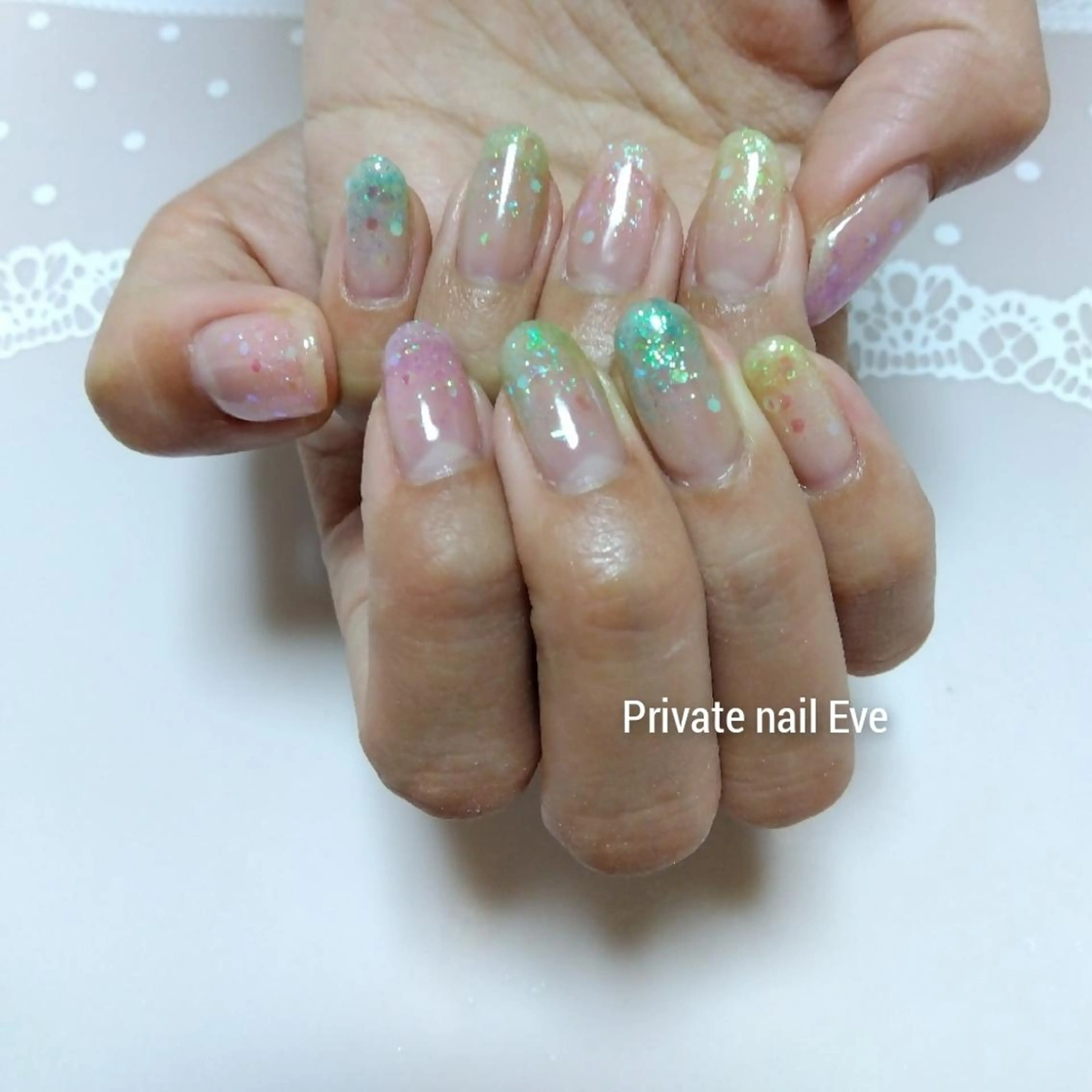 ネイル グラデーション ラメ(グリッター) ラメグラデーション ハンドネイル ネイル junkoのネイルデザイン