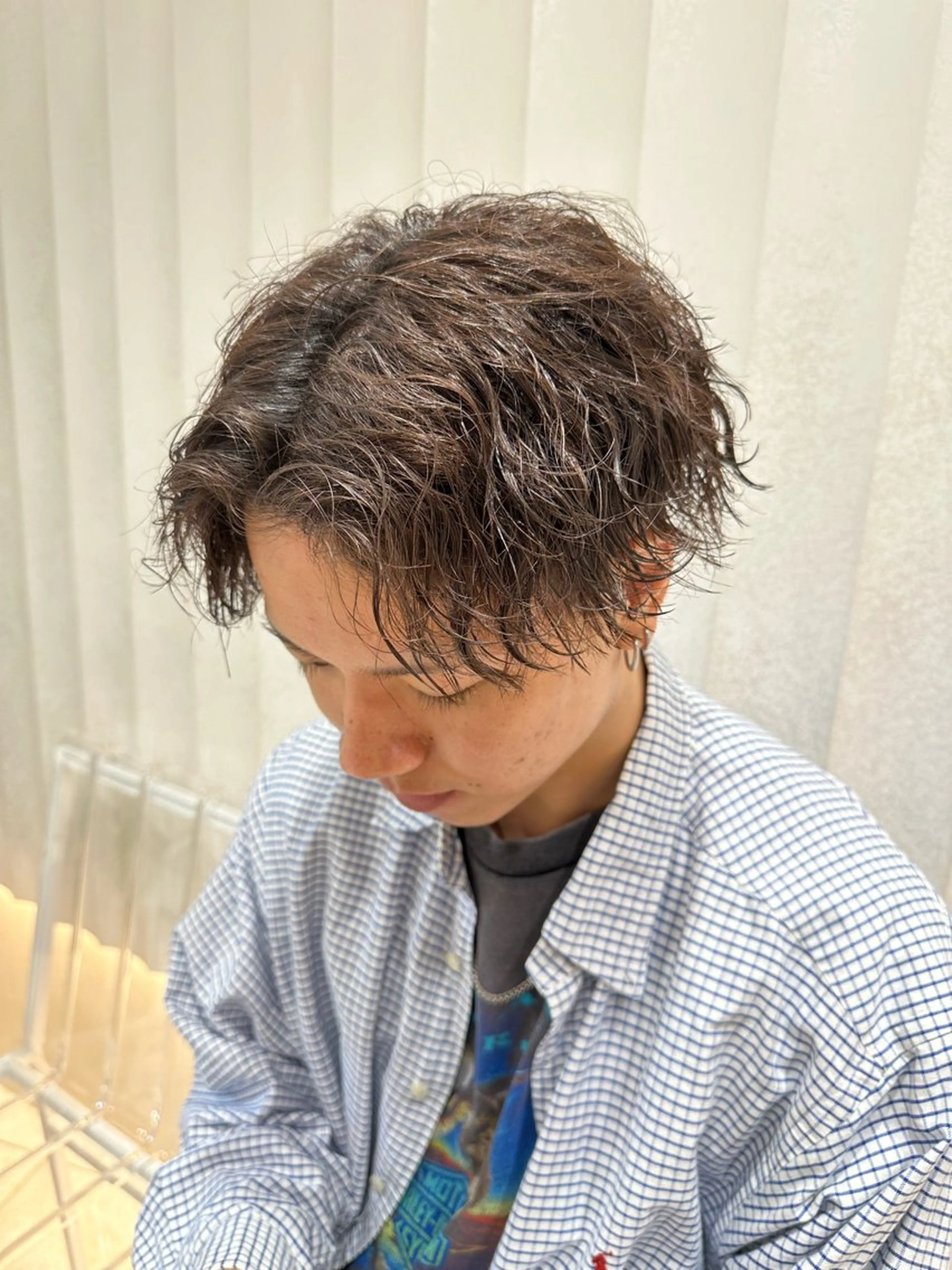 カラー パーマ メンズ メンズパーマ 曲がる縮毛矯正/メン ズカット髪質改善のヘアスタイル