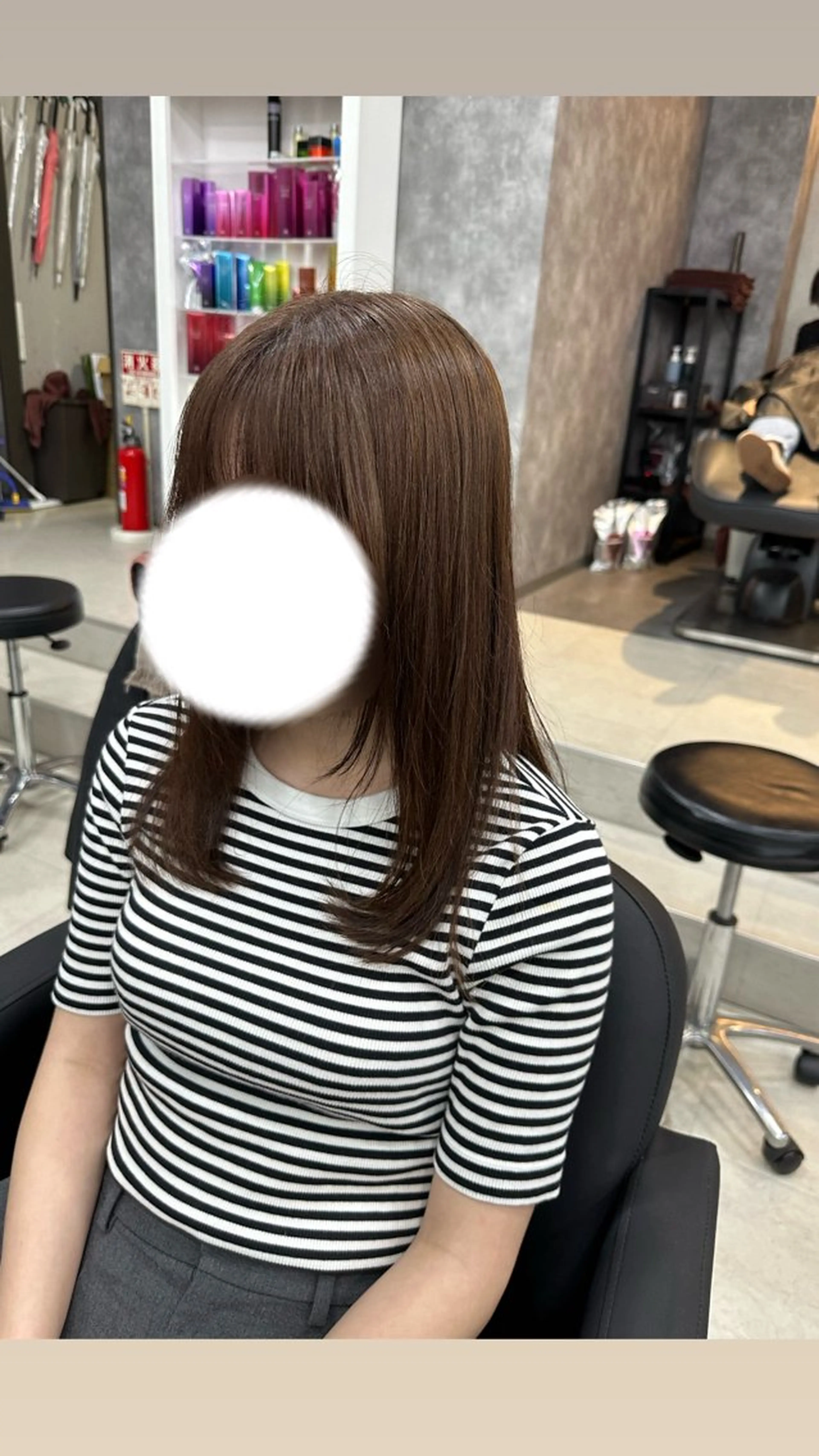 セミロング カラー ブリーチ グレージュ ブリーチなしカラー カット ヘアカラー 森本 倭のヘアスタイル